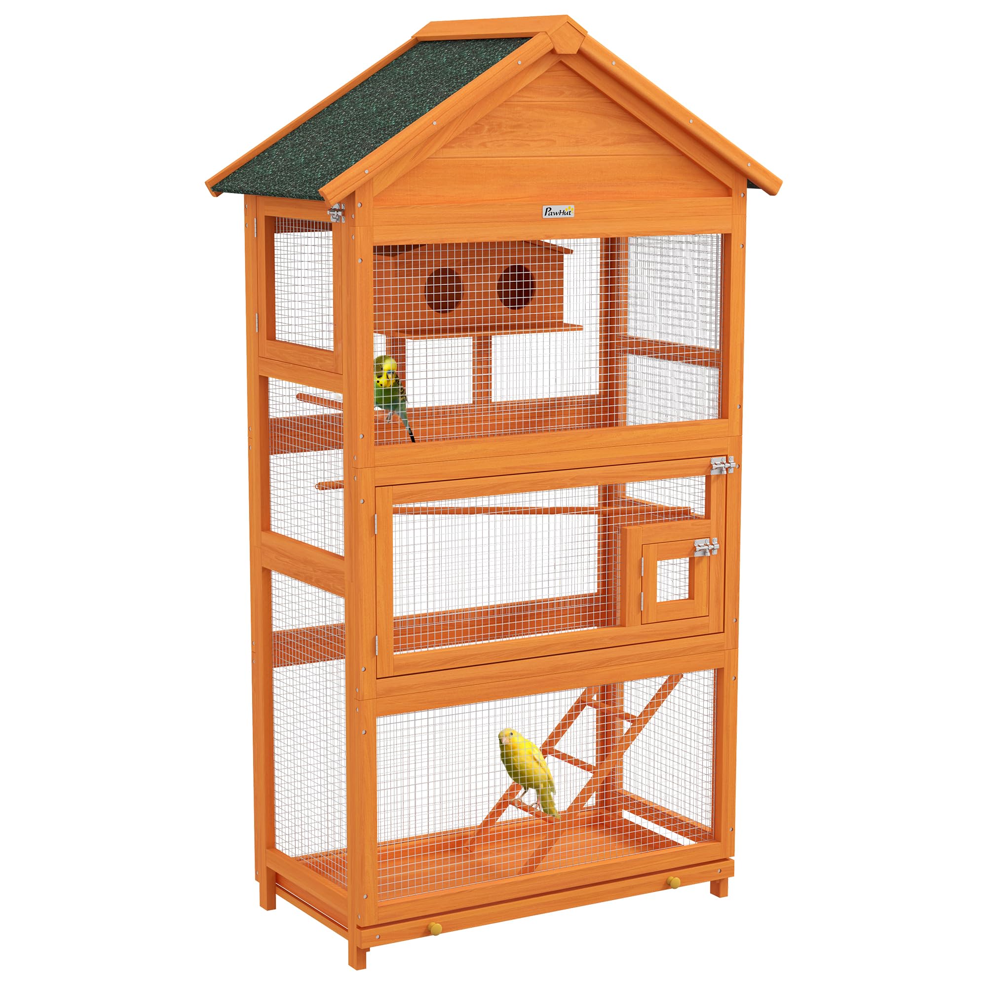Mangeoire à Oiseaux En Bois Avec Toit Imperméable - 52x130 Cm, Idéale Jardin Et Extérieur - 3