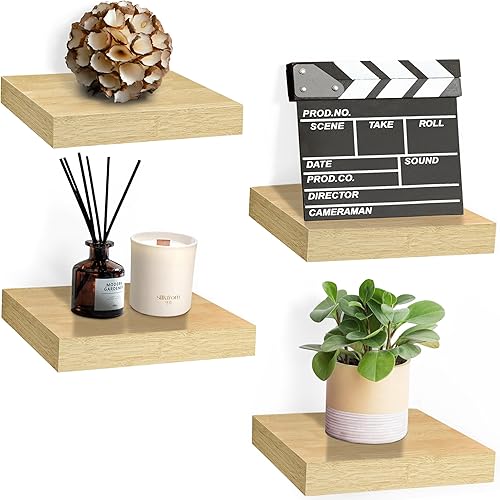 Miniatura 16 de Sorbus Estante flotante cuadrado para pared, 3 estantes pequeños con soportes de montaje invisibles para decoración de sala de estar, dormitorio,