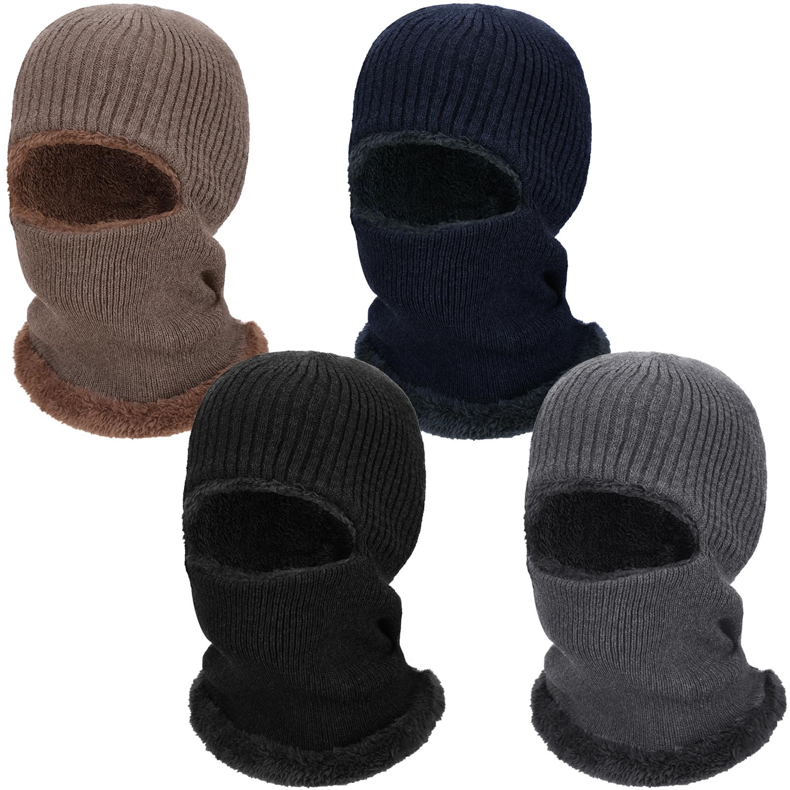 Bencailor 4 Pcs Winter Face Mask for Men Balaclava Ski Mask Winter Knitted Fleece Thermal Face Mask for Women Cold Weather