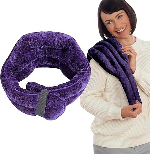 SunnyBay Almohadilla térmica para microondas envoltura térmica para cuello y hombros con cobertura de cuello ancho para aromaterapia húmeda manos