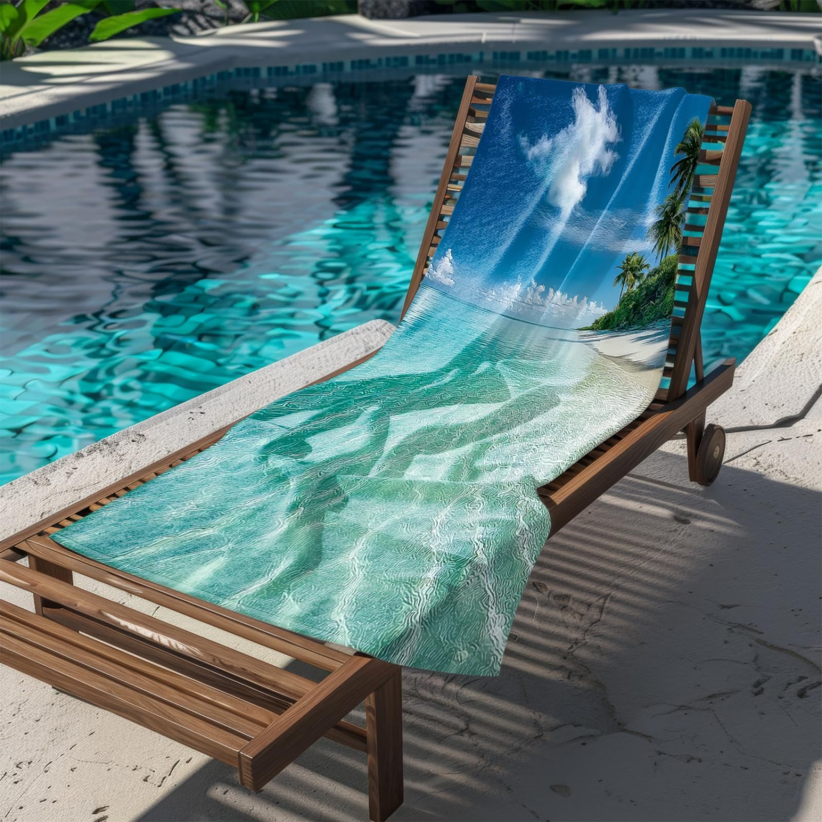 Genérico Toalla Playa Grande Mar Verde Cielo Azul Profundo Microfibra Secado Rápido Oversize Toalla Sin Arena Súper Ligera Piscina Camping Picnic Yoga Gimnasio Y Deportes Viaje