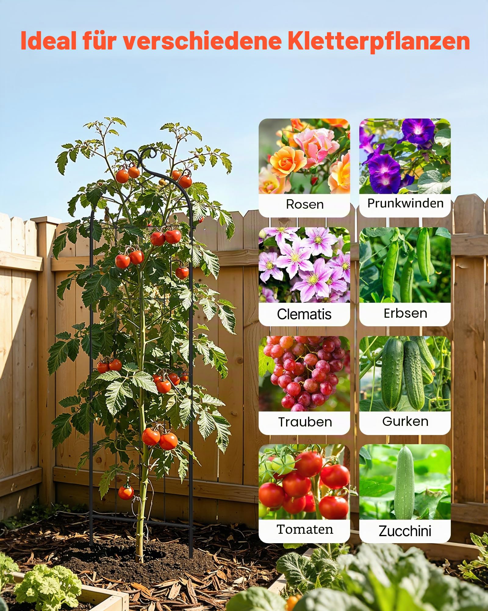 VEVOR Rankgitter, 152x40,5 cm 4er-Pack, Metall Rankhilfe mit Pulverbeschichteter Oberfläche & Verriegelungsmechanismus, Kletterhilfe, Garten Spalier, Pflanzengitter für Blumen, Gemüse & Rosen