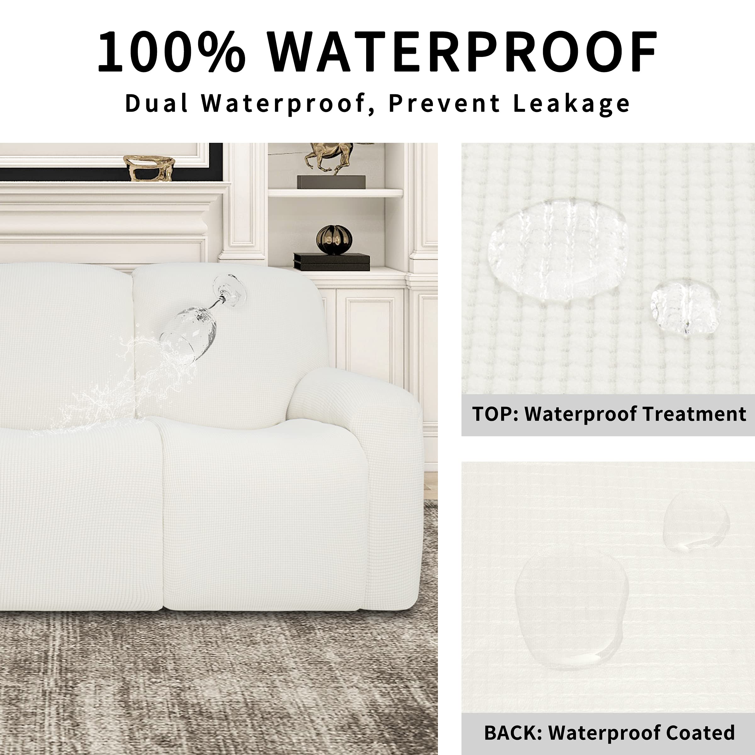 EasyGoing 100 Dual Waterproof Recliner Loveseat Cover, 6Pieces