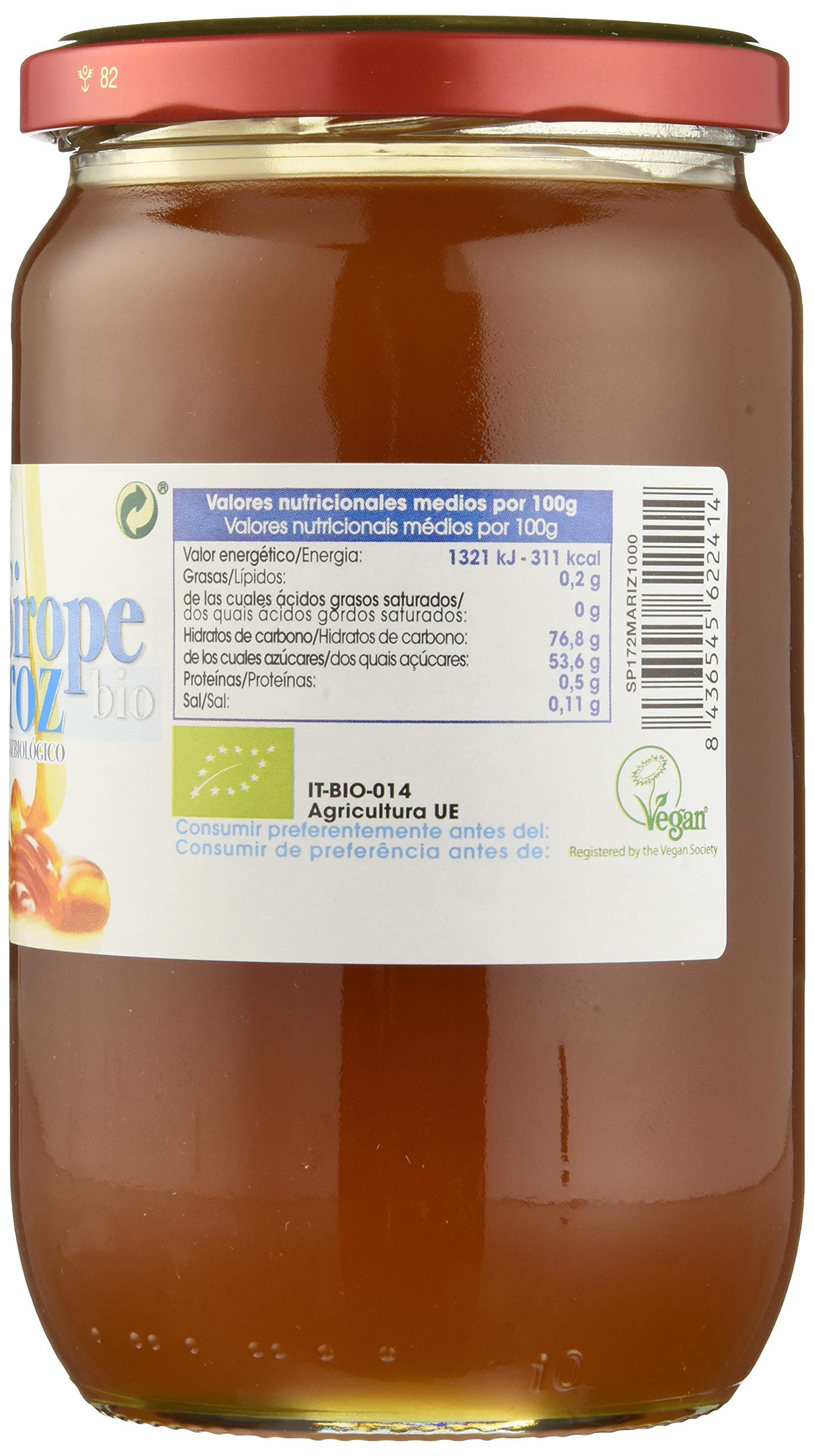 Sirope de arroz ecológico - La Finestra sul Cielo - caja de 4 uds de 900 gr. (Total 3600 gr.)
