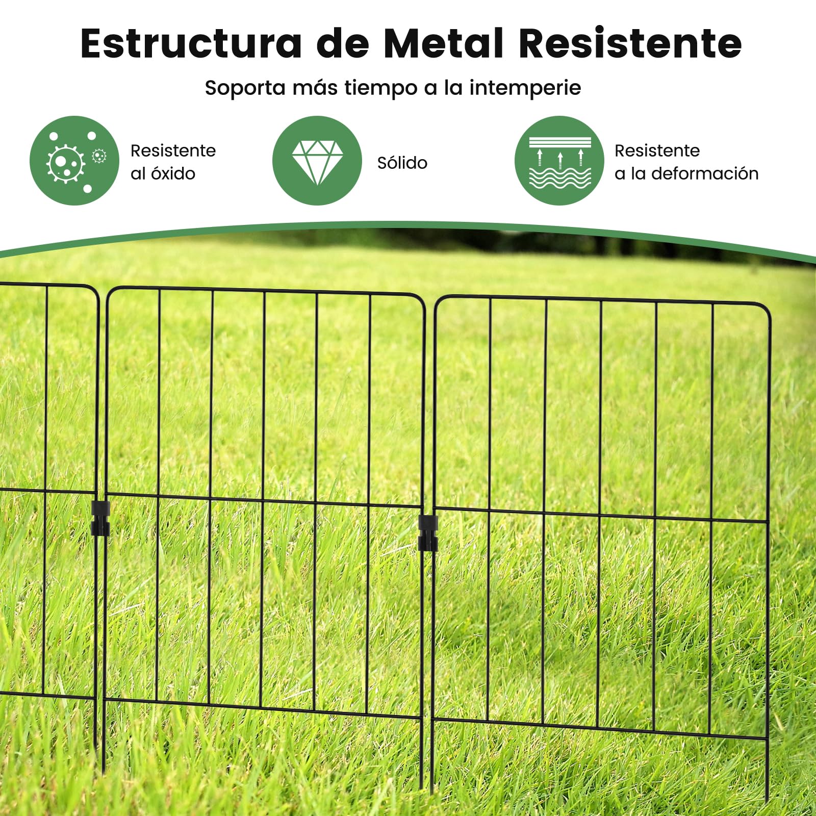 COSTWAY 25PCS Vallas Decorativas para Jardín, Valla de Barrera de Animales de 825 cm(L) x 60 cm (AN), Valla de Alambre Metálico Plegable para Borde de Cama de Flores y Decoración de Patio (25 piezas)