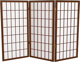 3 ft. Short Window Pane Shoji Screen - Walnut - 3 Panels