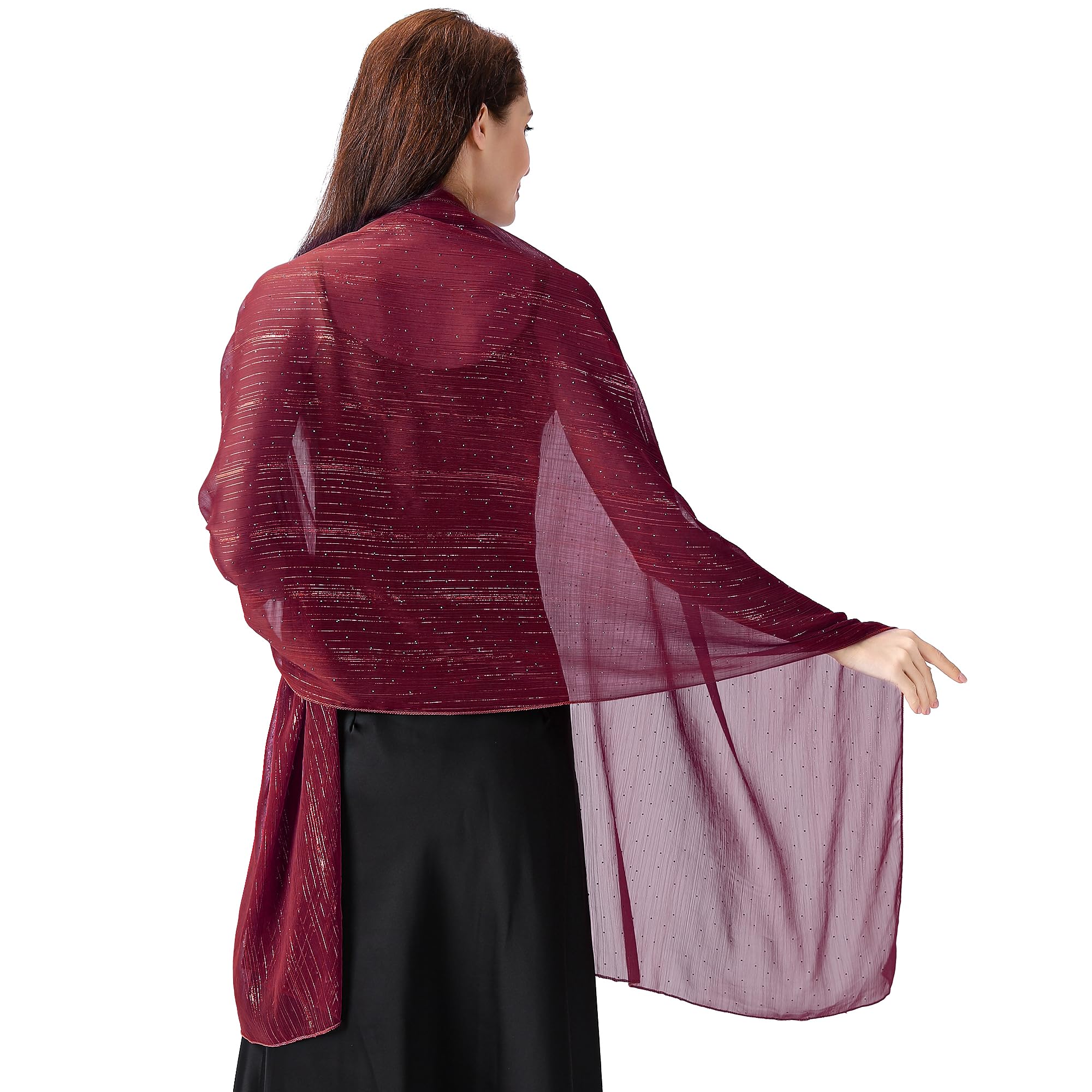 Ladiery Women Shawls and Wraps for Evening Dresses, Lightweight Soft Chiffon Sparkly Rhinestones Women Formal Scarf Shawl Wraps for Weddings