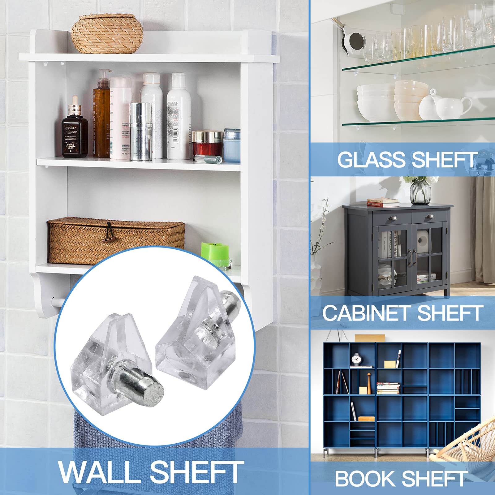 60pcs Clear Shelf Pegs, 6mm Plastic Shelf Pins Small Shelf Support Pins, Cabinet Shelf Clips for Cabinets Bookcase Shelves Cupboard — Amazon image 7