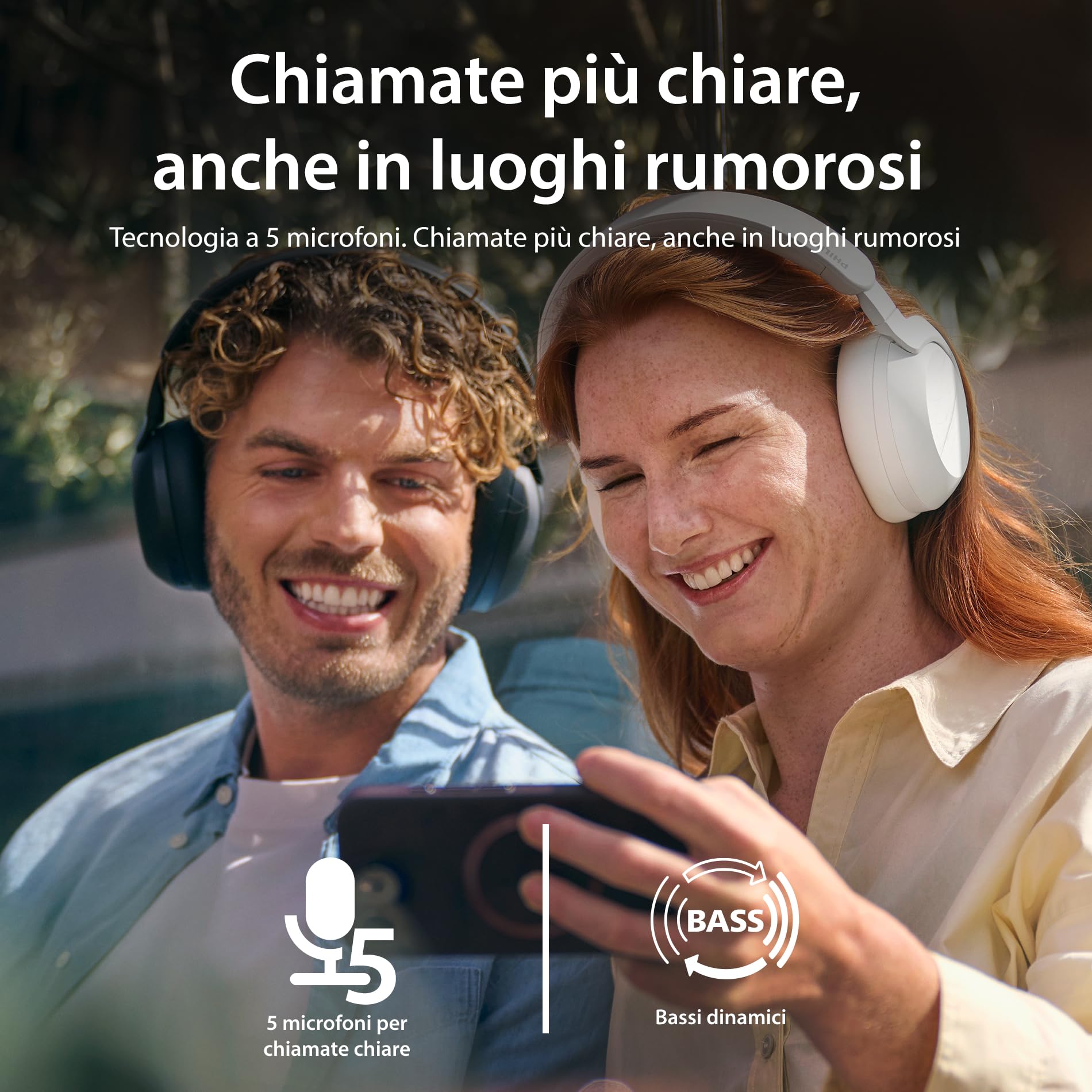 Philips TAH8000EWT/00 Cuffie Bluetooth over-ear wireless – Cancellazione del rumore, 70H di riproduzione, Assistente vocale compatibile, Ideali per viaggiare – Bianco