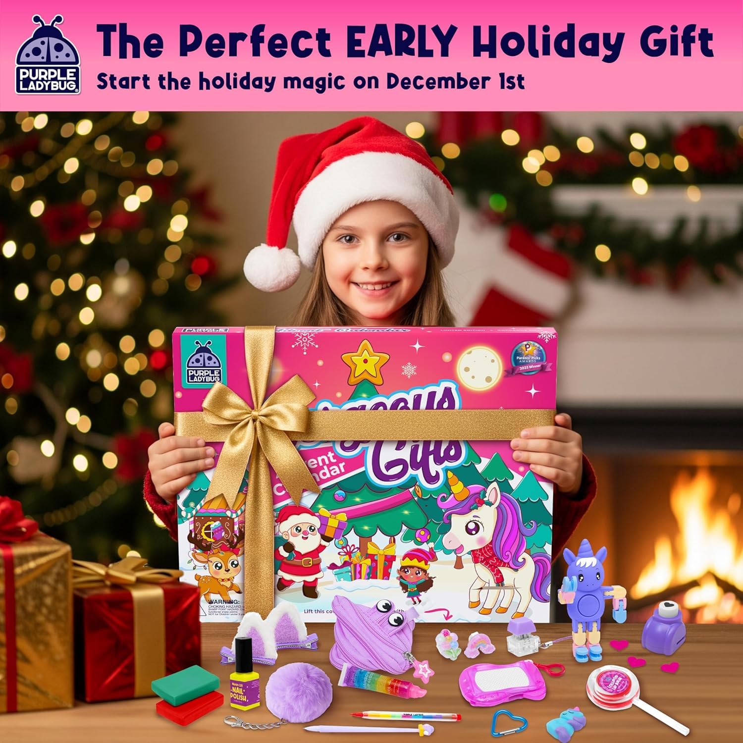 PURPLE LADYBUG Girls Advent Calendar 2025-24 Days of Gorgeous Gifts, Craft Activity Kit with Jewellery, Fidget Toys - Image 2