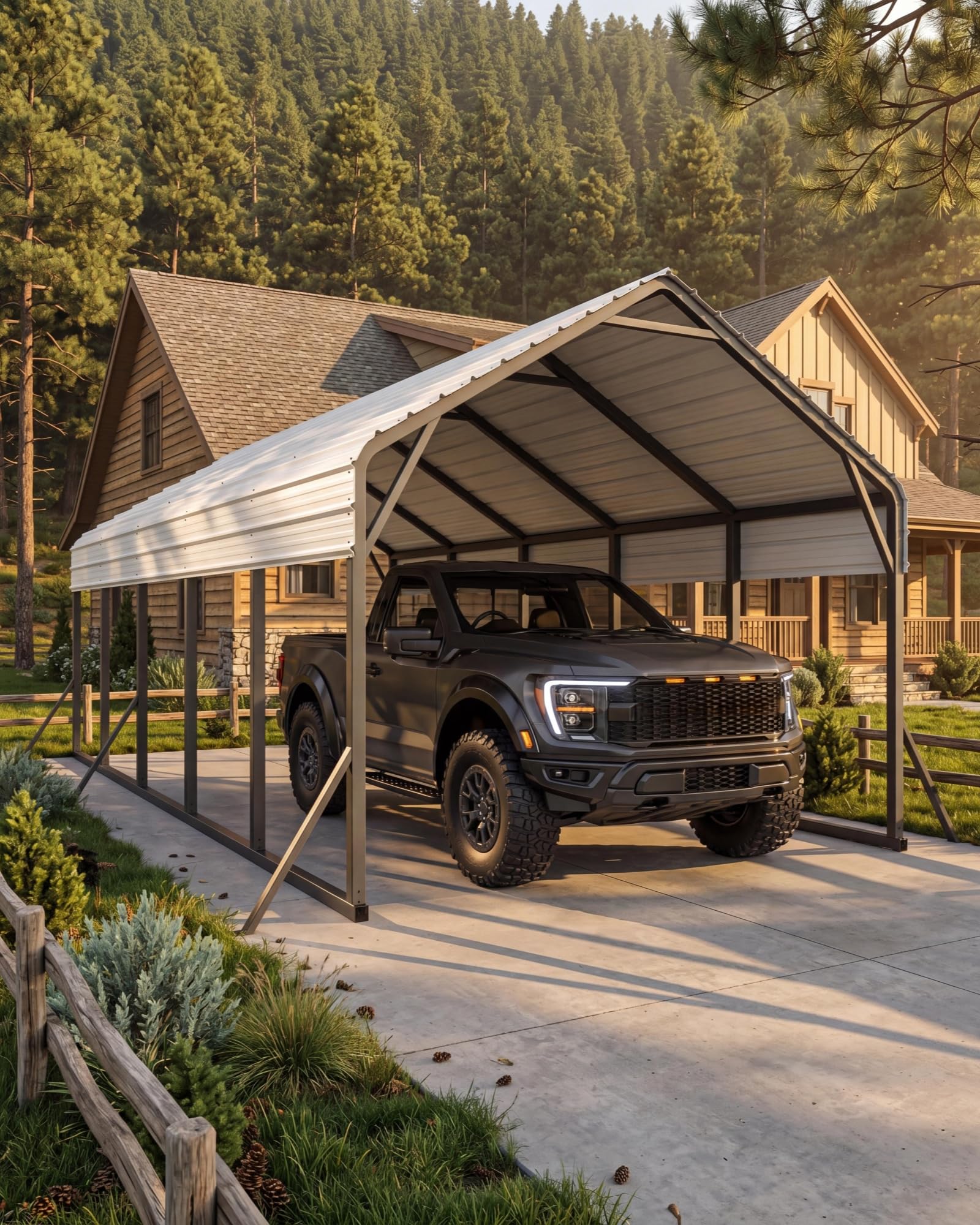 Photo 1 of GarveeLife 13x26x11 Ft Oversized Metal Carport, Steel Heavy Duty Car Ports for All-Weather, Tall Carport for Full-Size Pickup Trucks, Boats, and Tractors----roof only