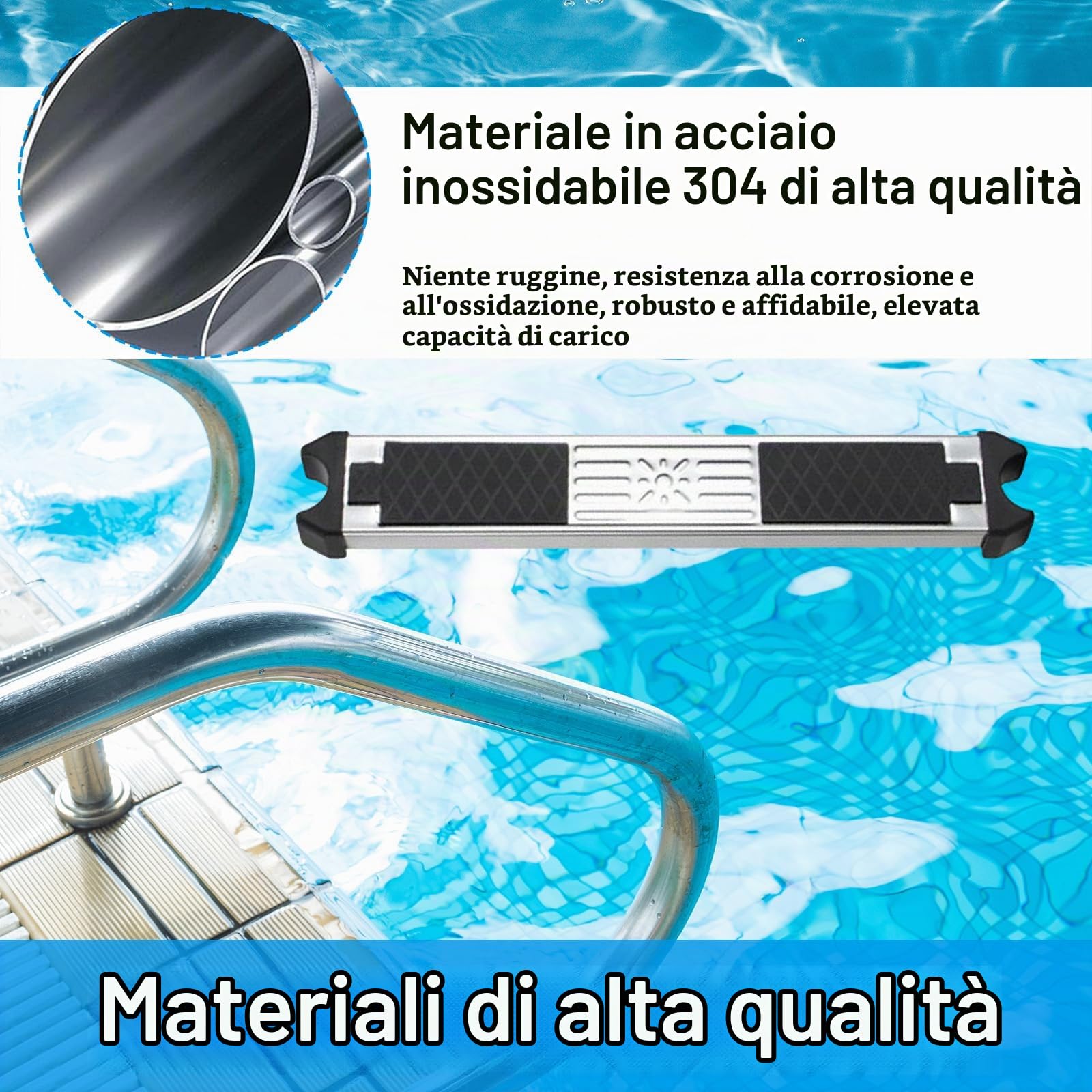 Gradini Per Scaletta Piscina, 2 Pezzi Gradino Antiscivolo Per Piscina Scala Di Ricambio In Acciaio Inox Generale Per Scaletta Scala Accessori Antiscivolo Parti Pedale