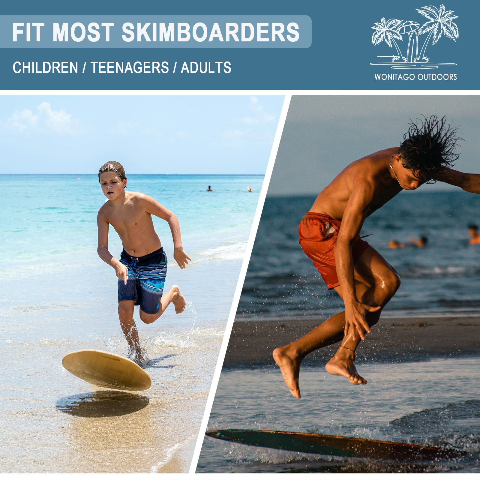Skimboard mit EVA-Griffpolster und hochglänzendem Klarlack, Skimboards aus Holz für Kinder, Jugendliche und Erwachsene