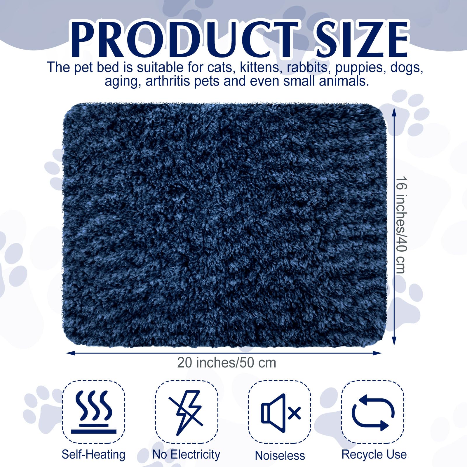 Drydiet Selbstwärmende Katzenunterlagen, selbstheizende Katzenmatte, Thermo-Pads für kleine Hunde, waschbar, Haustierhütte, Bettmatte mit abnehmbaren Bezügen für drinnen und draußen, 4 Stück