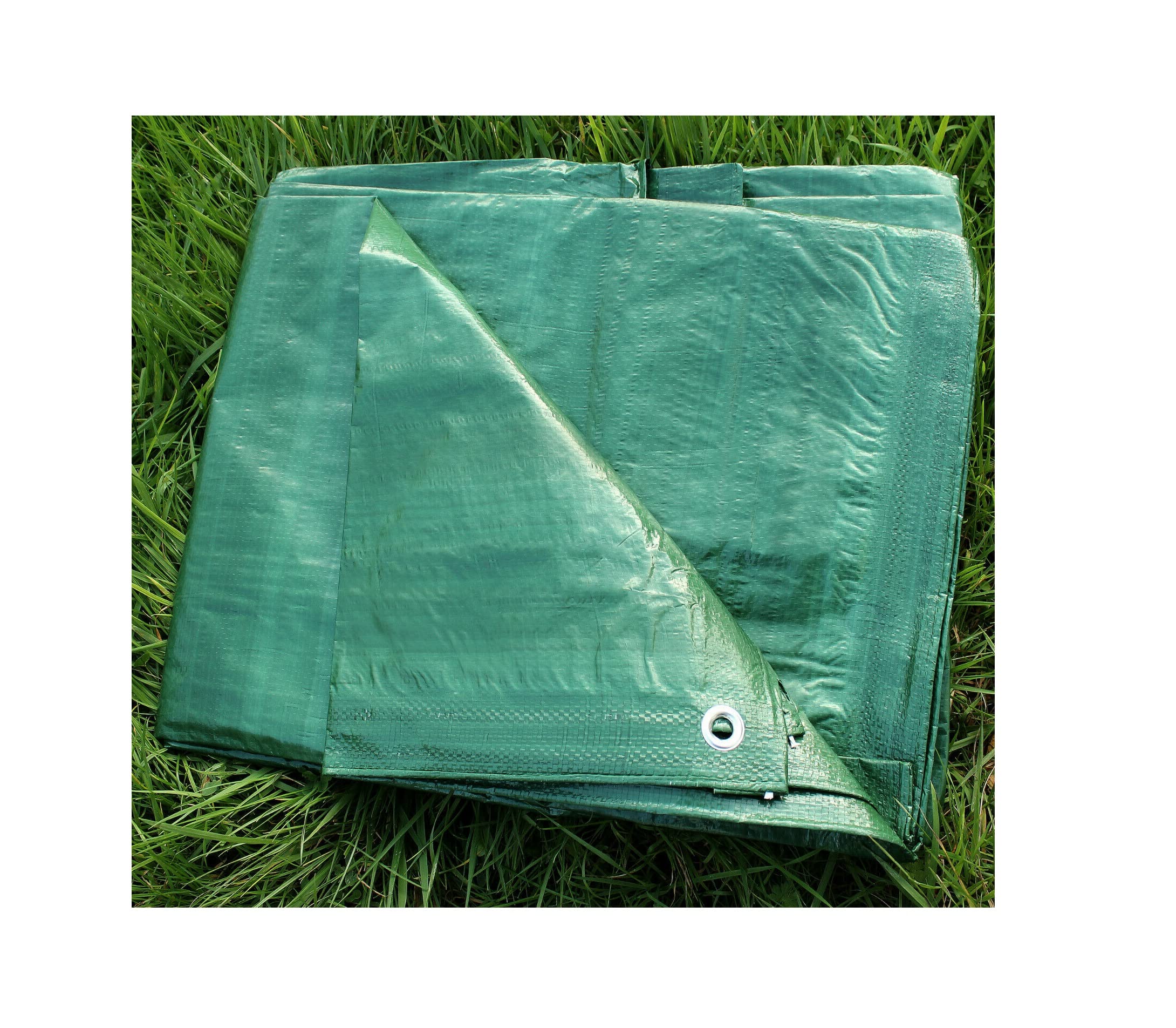 Heavy duty tarpaulin, waterproof cover, strengthened tarpaulin with eyelets every meter, UV protected, lightweight, easy to handle. For farm, garden, body shop, garage, leisure, etc. (4 x 4 m, Green)