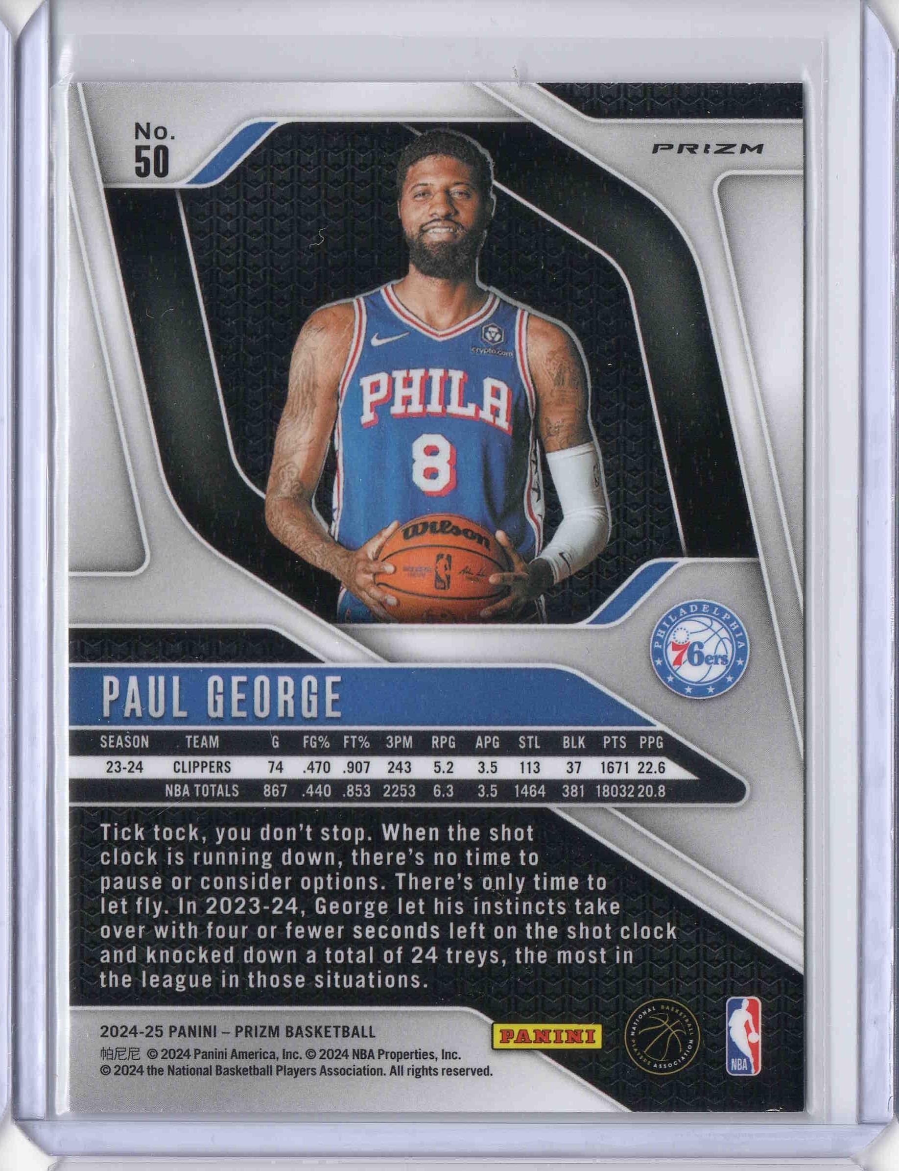 Amazon.com: 2024-25 Trading Card Prism Prisms Glitter #50 Paul George :  Sports & Outdoors