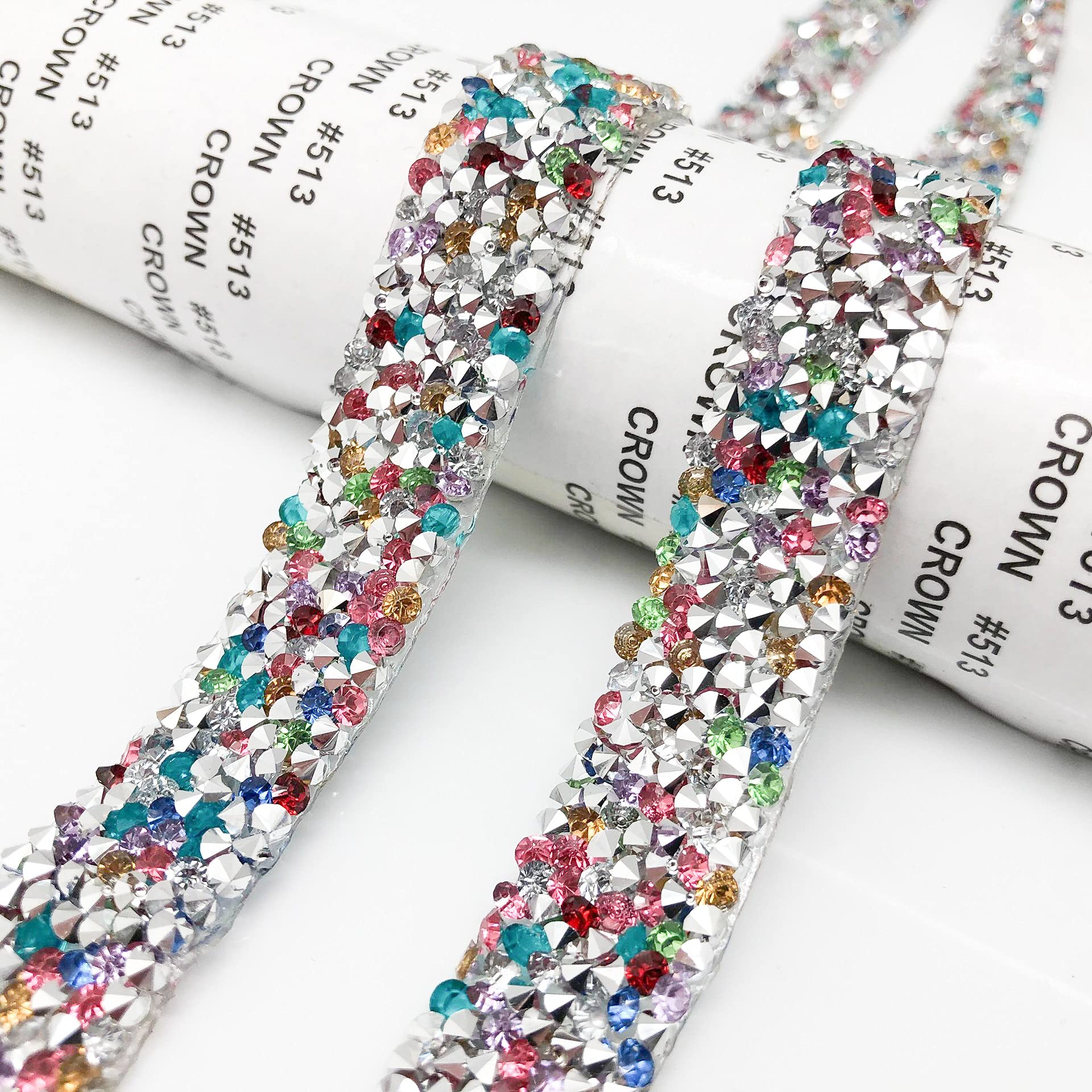 ACiyD 1 Yard 5/10/20/30/40mm Glitter Strass Kette Band Trim Harz Kristall Dekoration DIY Gürtel Kleidungsstück Hotfix Applikation Handwerk (Color : Mix, Size : 40mm)