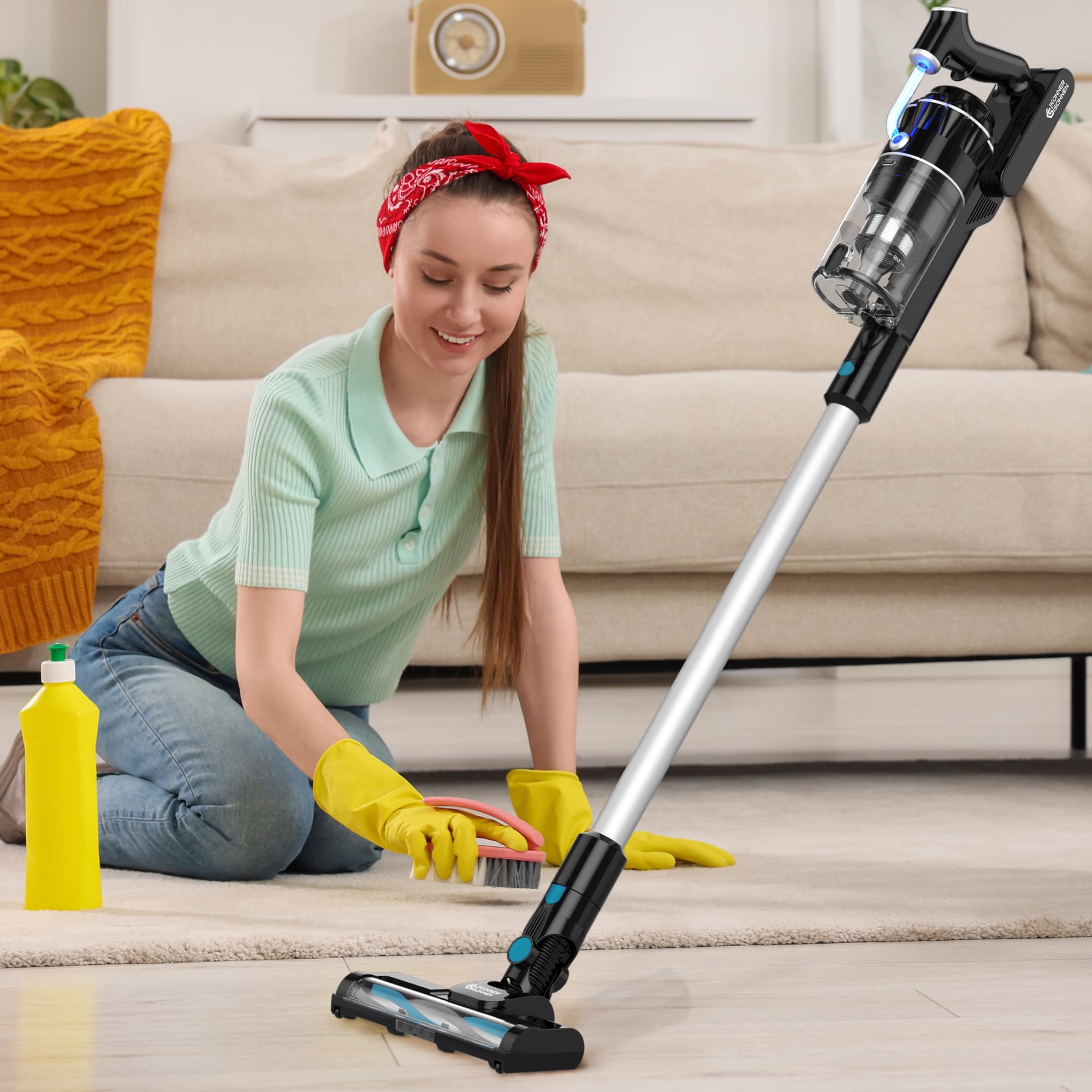K&S Könner&Söhnen KS VC40 odkurzacz akumulatorowy, bezworkowy, 25000 Pa/300 W, akumulator ręczny, czas pracy do 45 min, bezprzewodowy odkurzacz z ssawką szczelinową i szczotką do kurzu, oświetlenie