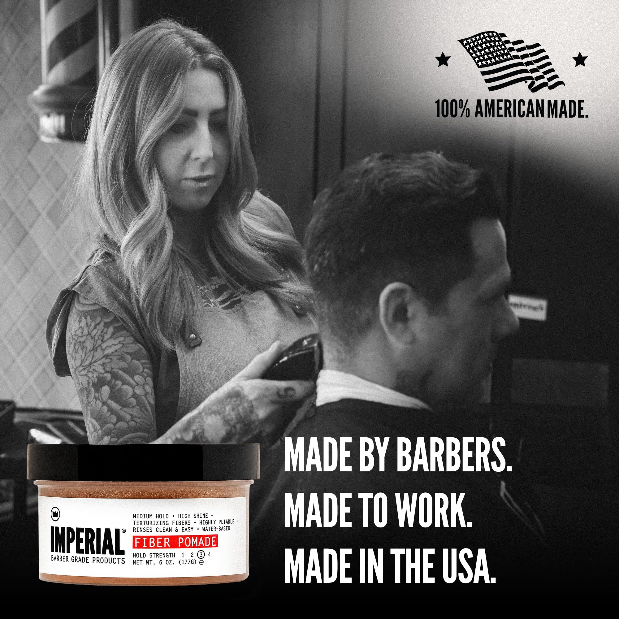Imperial Barber Grade Products | Fiber Pomade, 6 oz