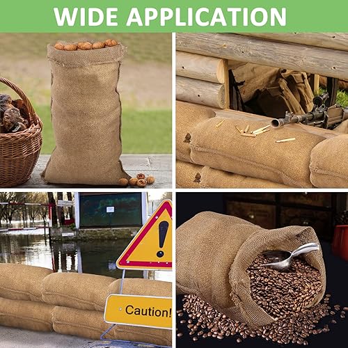 Vista 29 de ANPHSIN 4 bolsas de arpillera natural transpirables – 24 x 40 pulgadas, reutilizables, gruesas, yute, papa, cebolla, almacenamiento de alimentos