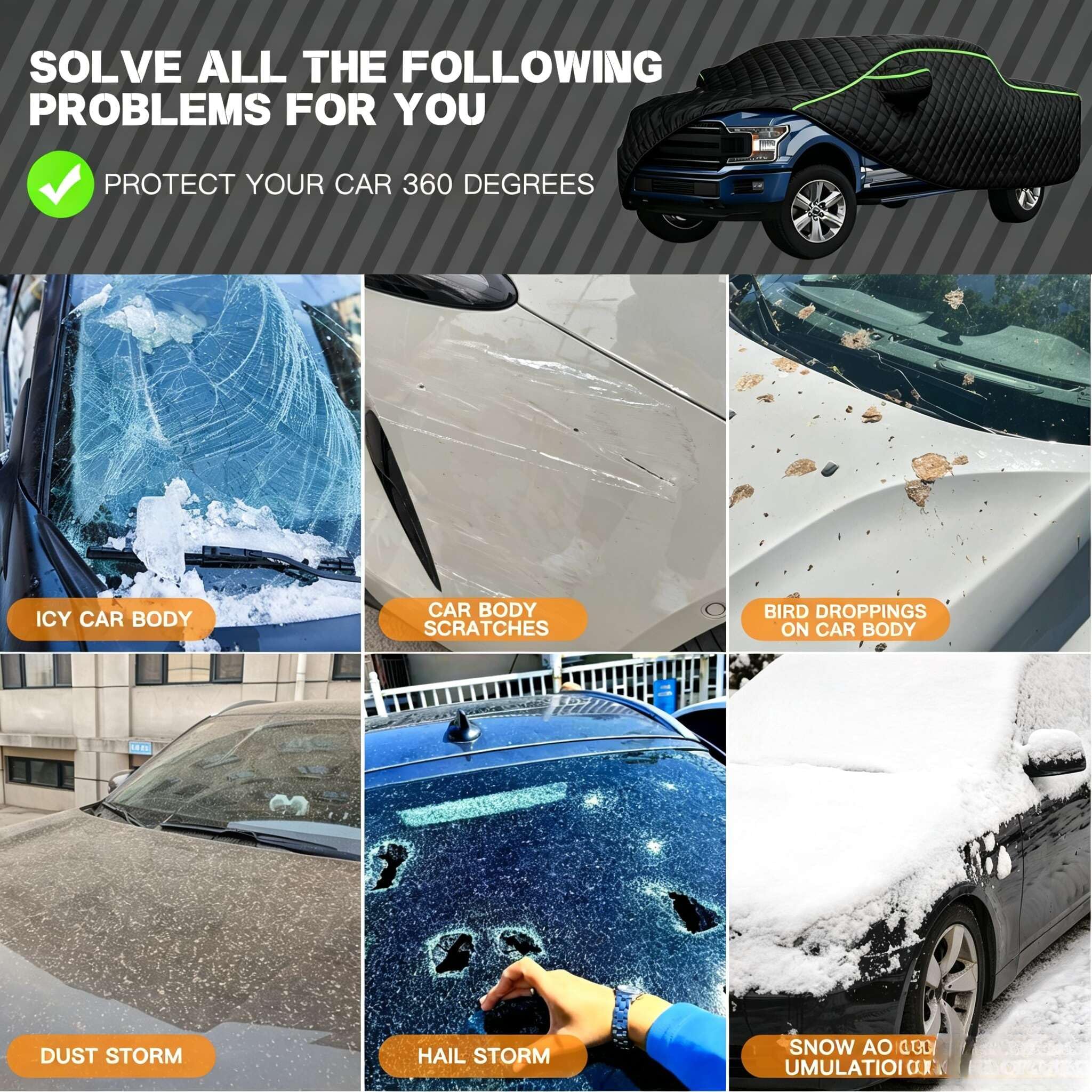 Telo Copriauto Antigrandine Per Dodge Ram 1500,Telo Copri Auto Esterni,Anti-Neve, Antipioggia, Antivento, Imbottita Protezione Completa