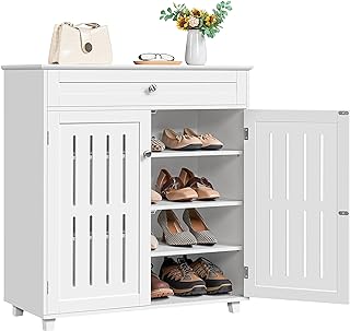 26 Shoe Storage Ideas To Keep Your Collection Neat and Displayed 133 Yaheetech Shoe Cabinet, 4-Tier Shoe Storage Cabinet with Drawer & Adjust...