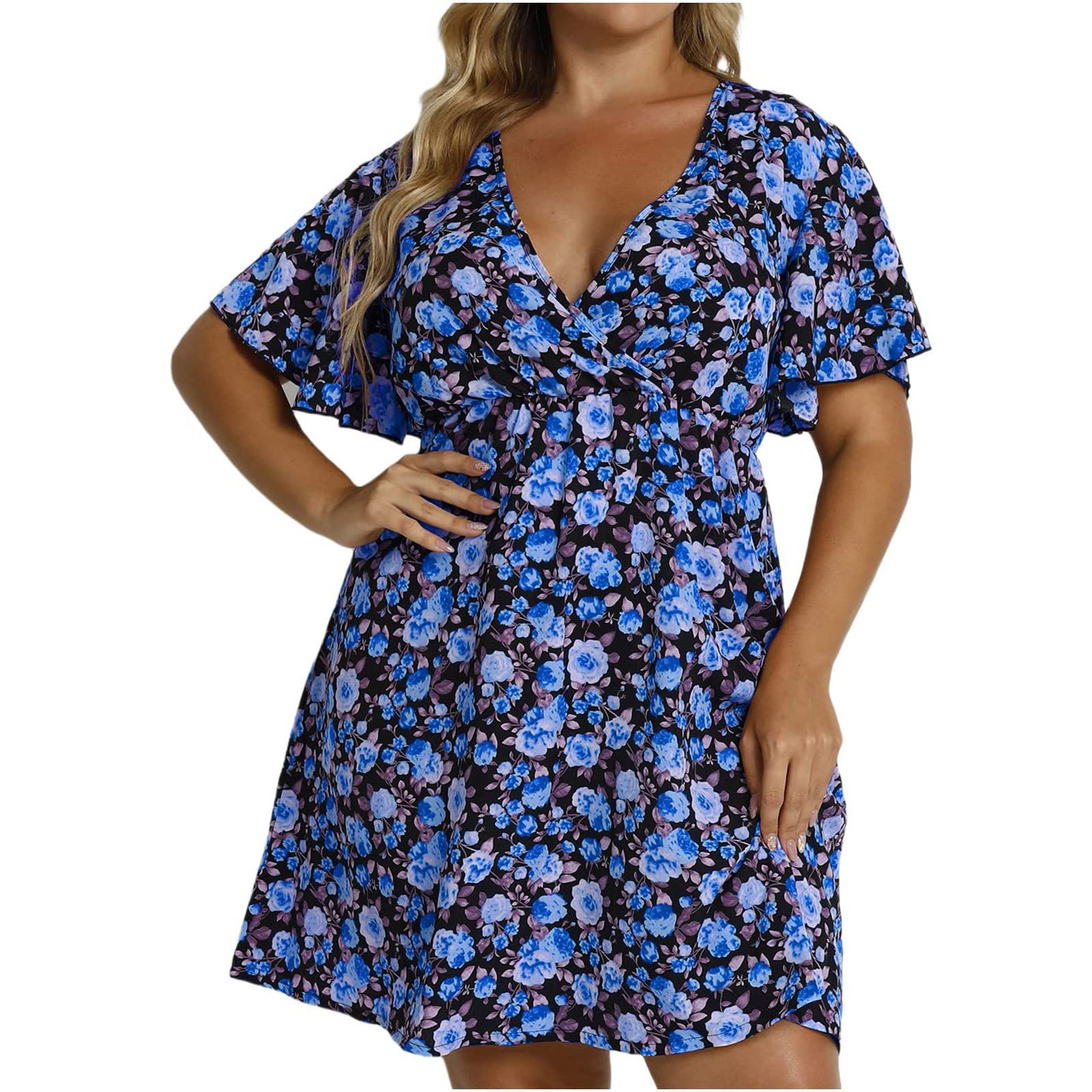 HopwinPlus Size Summer Short Dress for Women