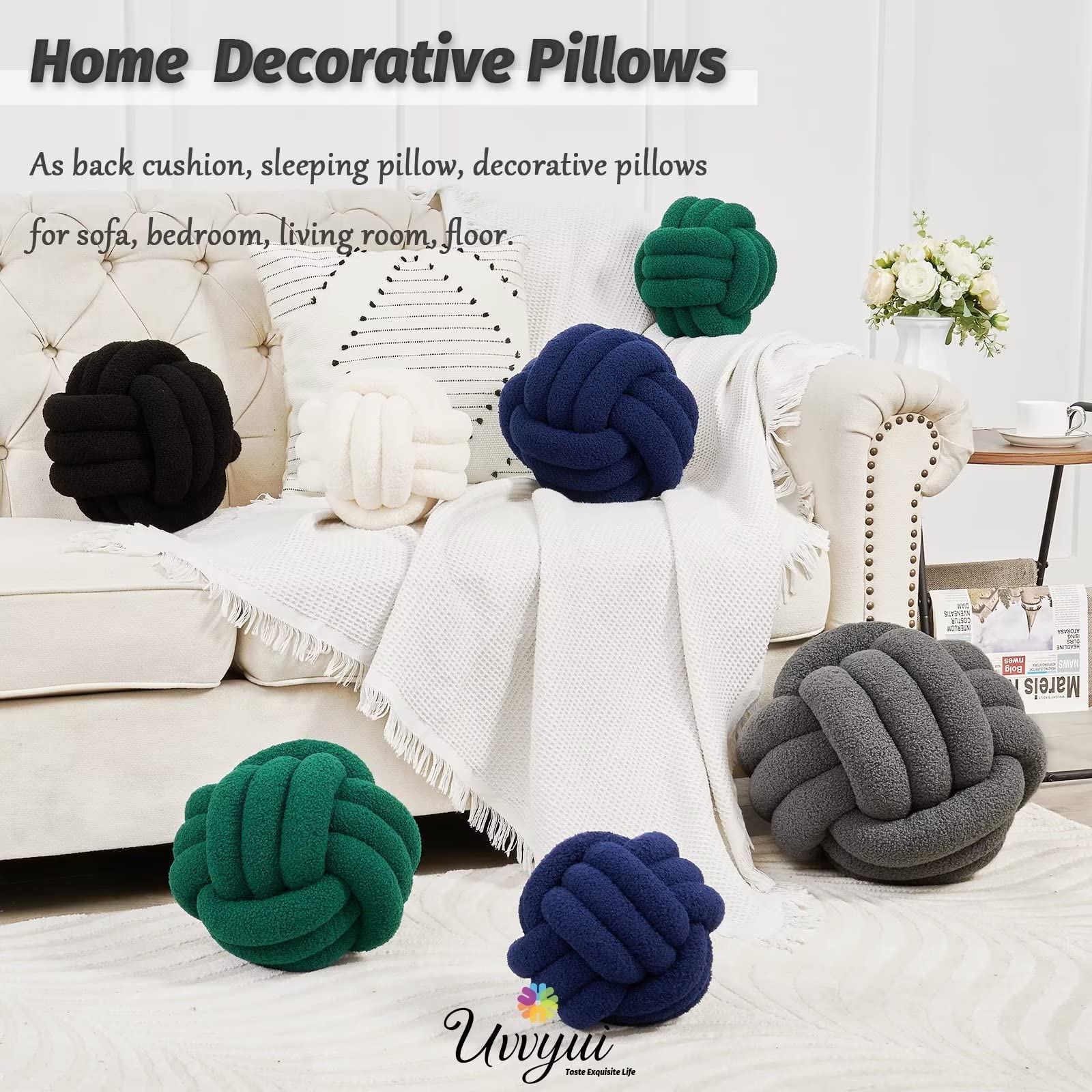 Uvvyui Nodo cuscino cuscino cuscino decorativo morbido cuscino per la casa cuscino rotondo cuscino sherpa rotondo cuscino cuscino peluche per la decorazione domestica (14 pollici grigio scuro)