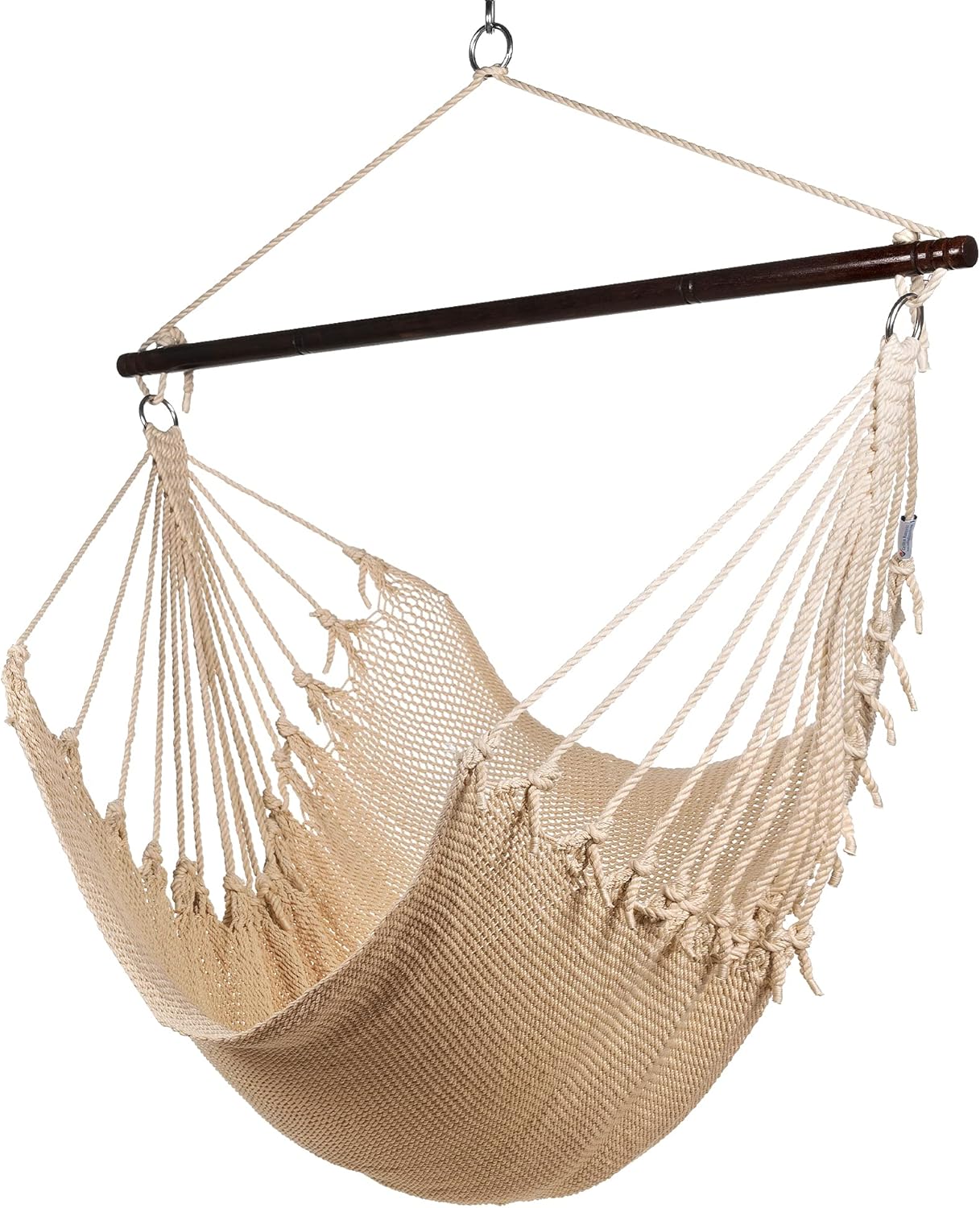 Jumbo Caribbean Hammock Chair with Footrest - 55 inch - Soft-Spun Polyester - Tan