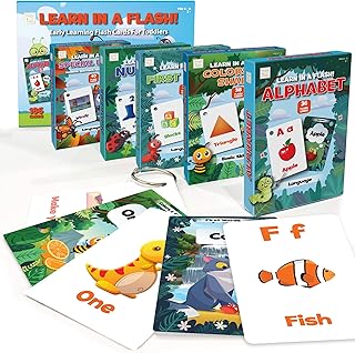 Hapinest Early Learning Flash Cards for Toddlers Preschool Through Kindergarten (186 Cards) - Alphabet, Numbers, Colors and Shapes, Sight Words