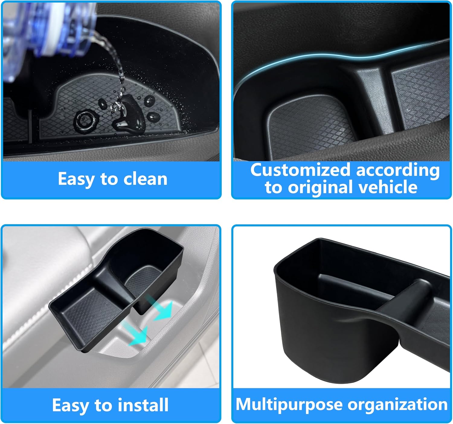 Door Side Storage Tray for Honda CRV Accessories 2023 2024 2025 Front and Rear Door Slot Pocket Tray Organizer Protector Cover Pad for Honda CRV TPE Material 4PCS