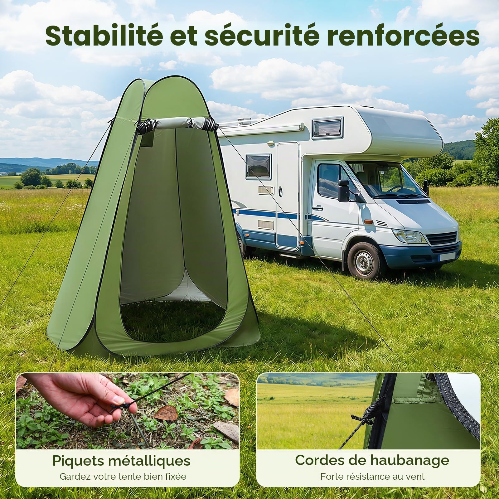 portable cabine de douche camping,tente avec douche et toilettes extérieures,tente pop up avec protection UV 120 x 120 x 190cm,toutes saisons pour le camping, la randonnée, la pêche, la plage
