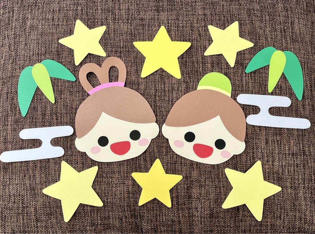 Amazon.co.jp: 織姫と彦星 七夕 壁面飾り 画用紙 : ホビー