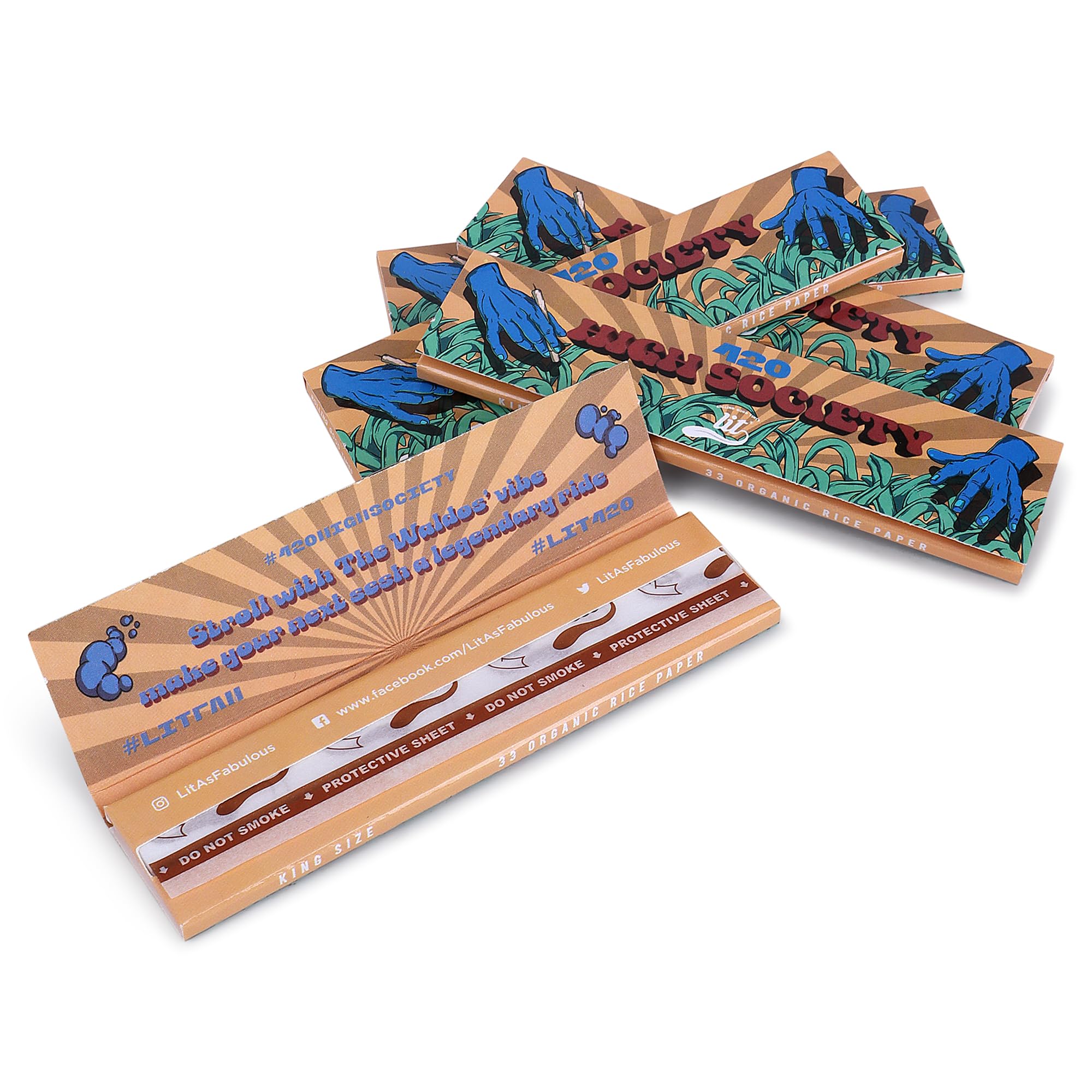 LIT 420 High Society Celebration Pack King Size Ultra Thin White Rolling Paper (Set of 10 Booklets, 33 Rolling paper Each)