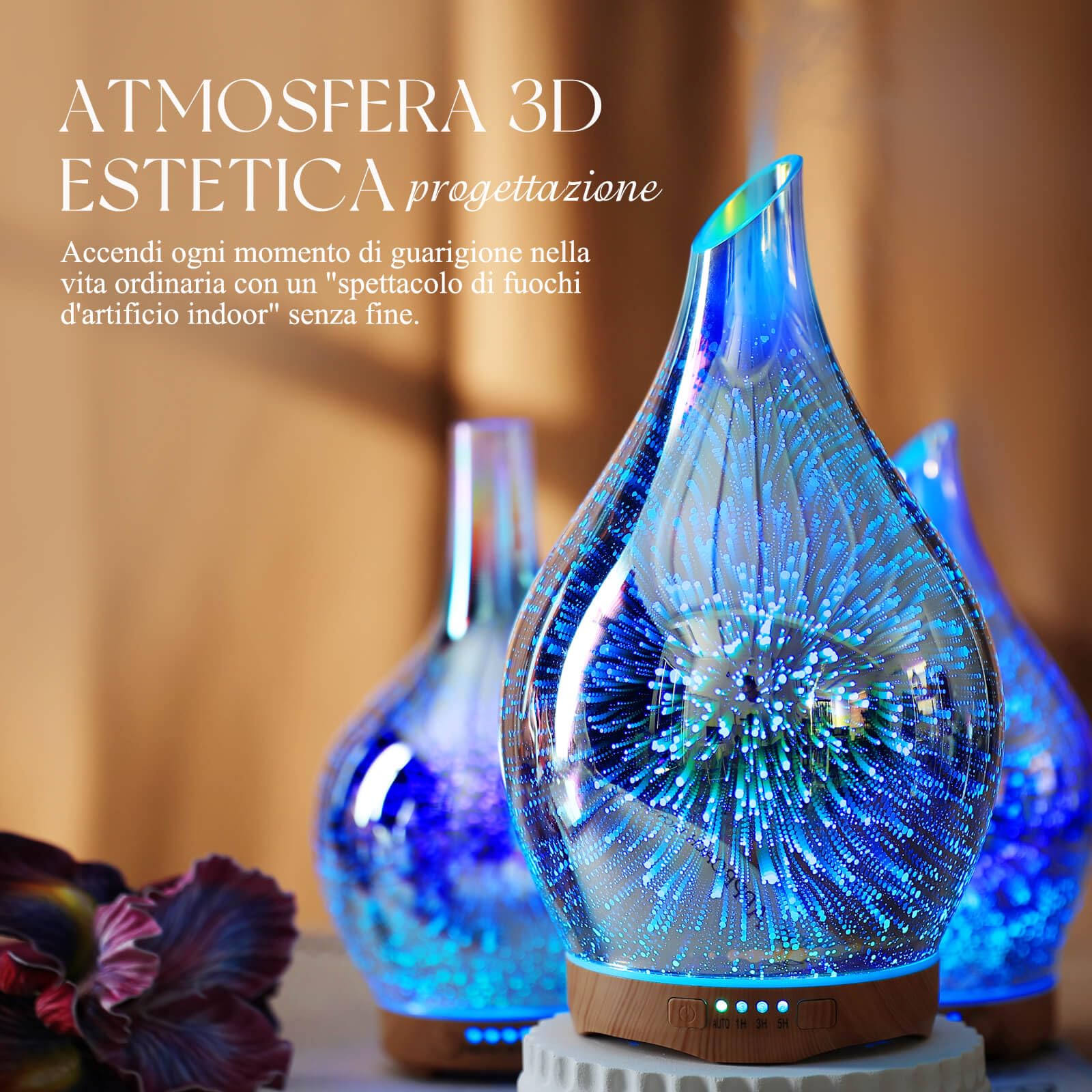 Diffusore Oli Essenziali Porseme In Vetro 280ml - Ultrasuoni, 7 LED Colorati, Timer, Senza BPA, Per Aromaterapia - Foto 8