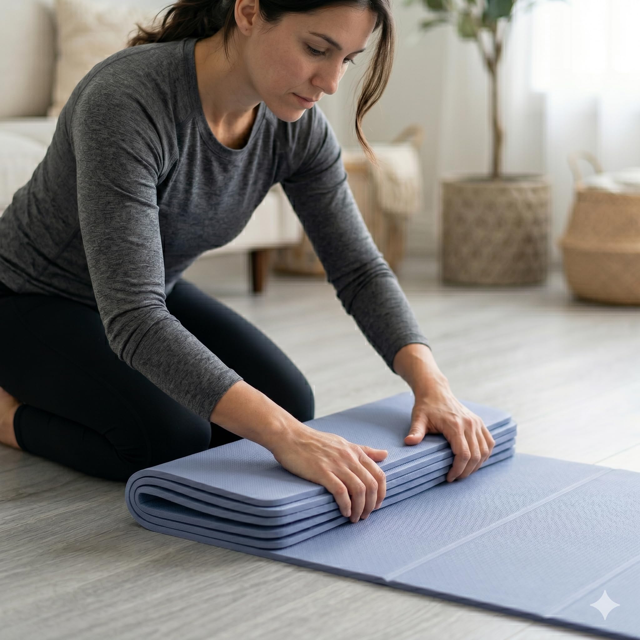 Tapete de Yoga Plegable Antiderrapante, 3mm, Portátil y Ligero, para Yoga, Pilates, Fitness y Entrenamiento en Casa o Viaje