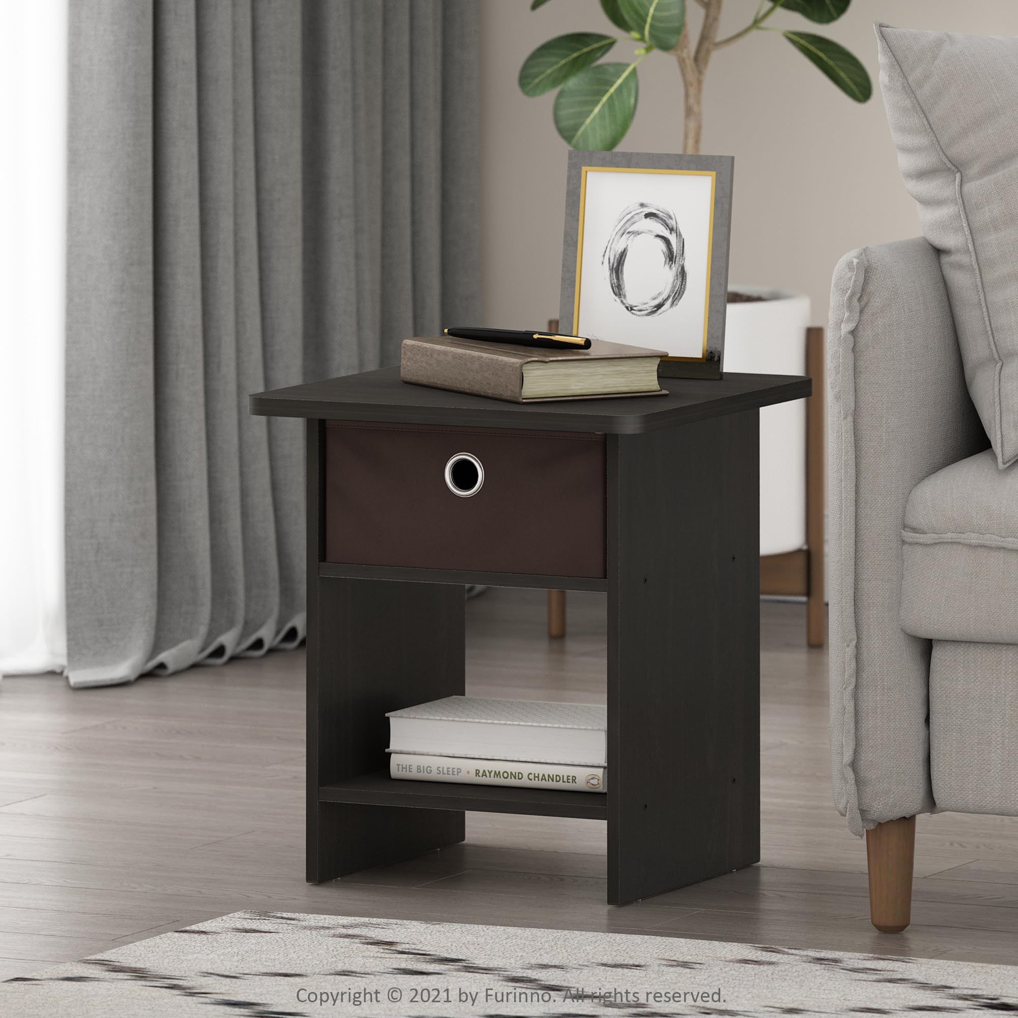 Furinno Comodino, Legno, Marrone (Espresso/Brown)
