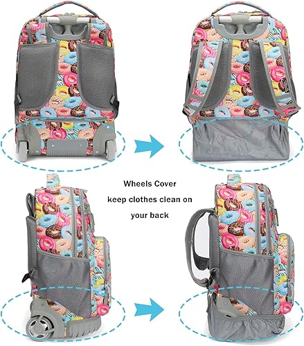 Miniatura 5 de TILAMI - Mochila con ruedas para laptop de 18 pulgadas, para escuela, universidad, estudiante, viaje, niños y niñas