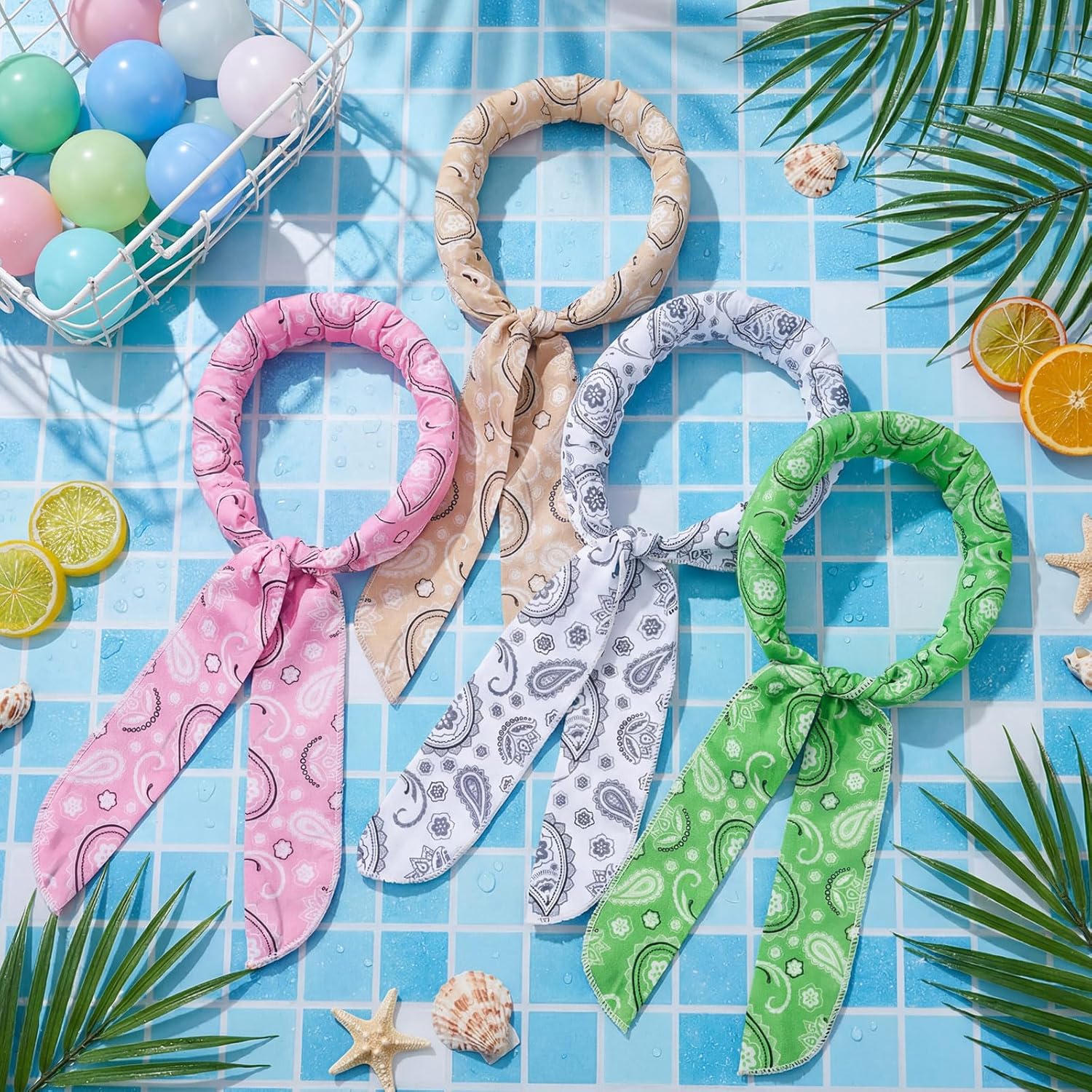 Cooling Neck Wraps Ice Wrap Scarf - Neck Bandana Cooler Paisley Collar Headband for Hot Weather Summer Outdoor