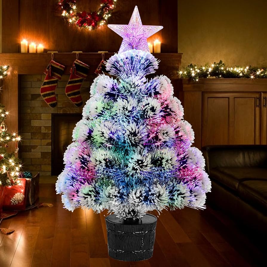 Amazon.com: Pre-Lit Fiber Optic Christmas Tree,22Inch Mini