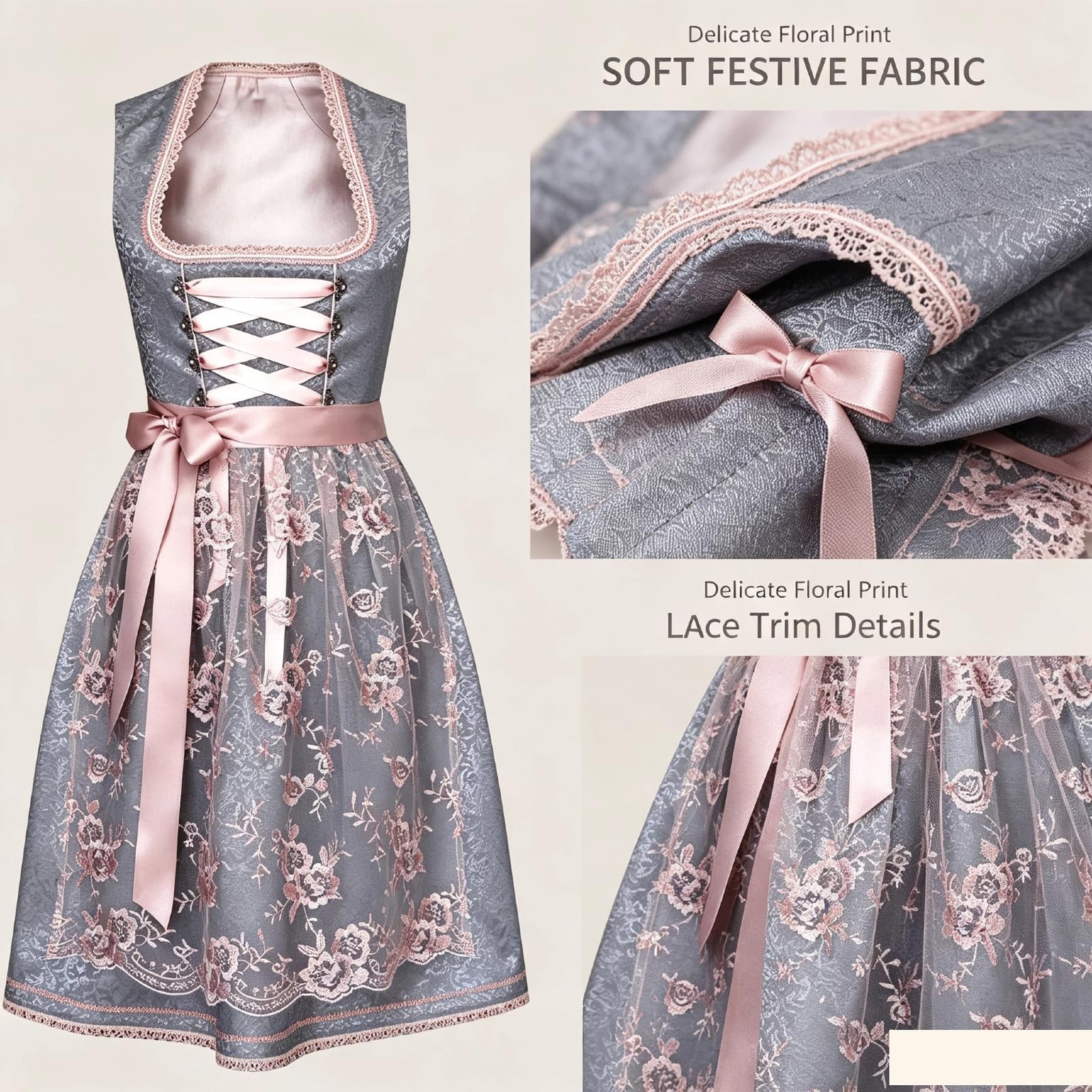 Kinder Oktoberfest Kleid Mädchen Dirndl Trachtenkleid Mit Schleife Schürze | Elegantes Design Mit Dekorativer Schnürung, Geeignet Für Oktoberfest, Trachtenfeste, Geburtstage Und Besondere Anlässe