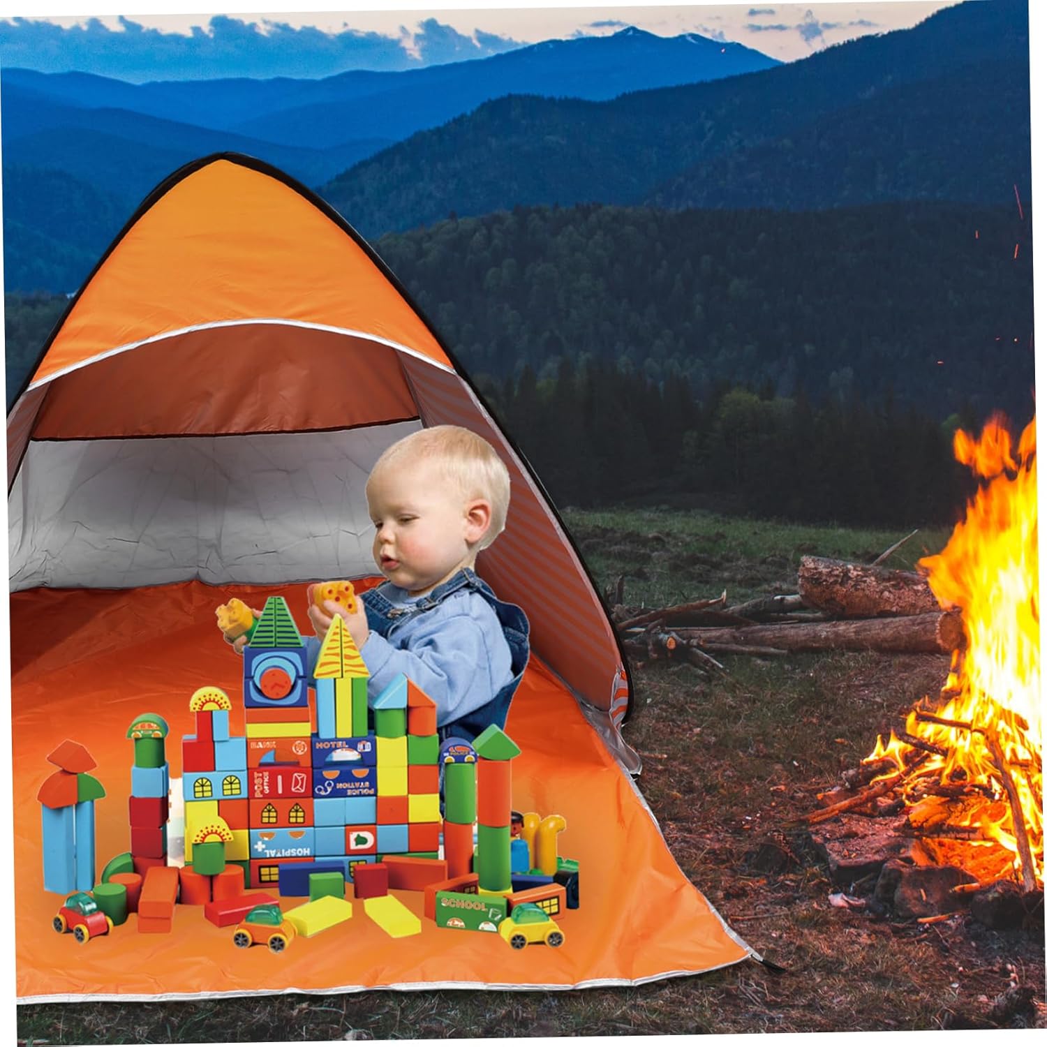 1set Automatic Outdoor Camping Tent Striped Pattern Quick Opening UPF Sun Easy Setup for Beach Park and Family Adventures