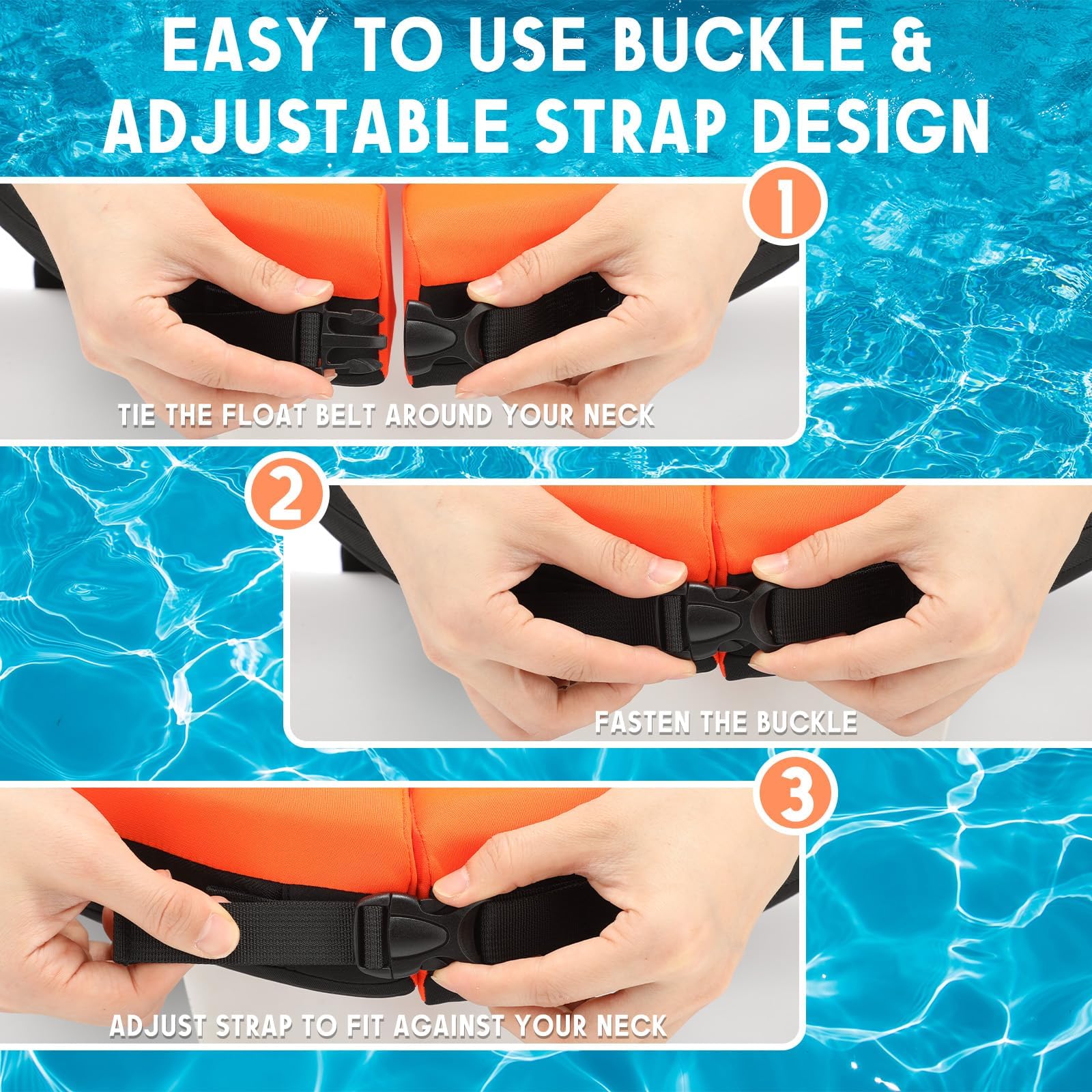 Collare da nuoto per supporto per testa e collo, riempito con particelle di schiuma (non gonfiabile), attrezzatura da nuoto per adulti, adatto per la maggior parte delle dimensioni del collo degli