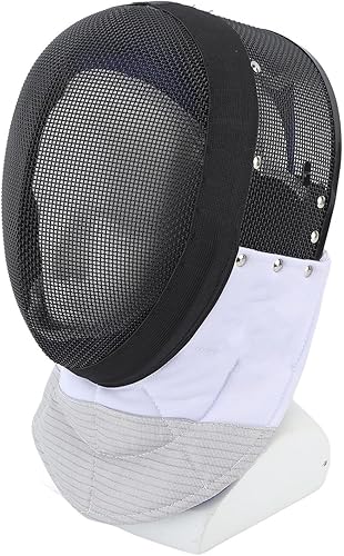 Miniatura 4 de Keenso Máscara deportiva de esgrima, equipo de protección de esgrima, duradero, resistente a los impactos, color negro, cómodo con babero grueso