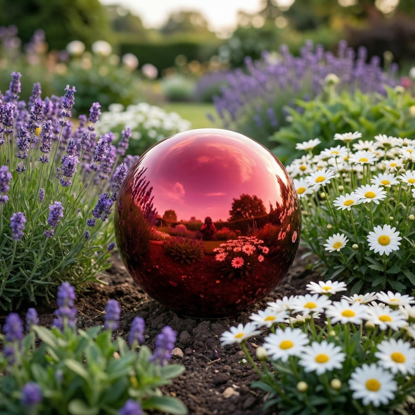 Milisten Bola Reflectante para jardín, Bolas de jardín Rojas, reflexión de jardín, Bola de Mirada roja, Bolas de Acero Inoxidable, pulir, Bola Reflectante de Acero Inoxidable