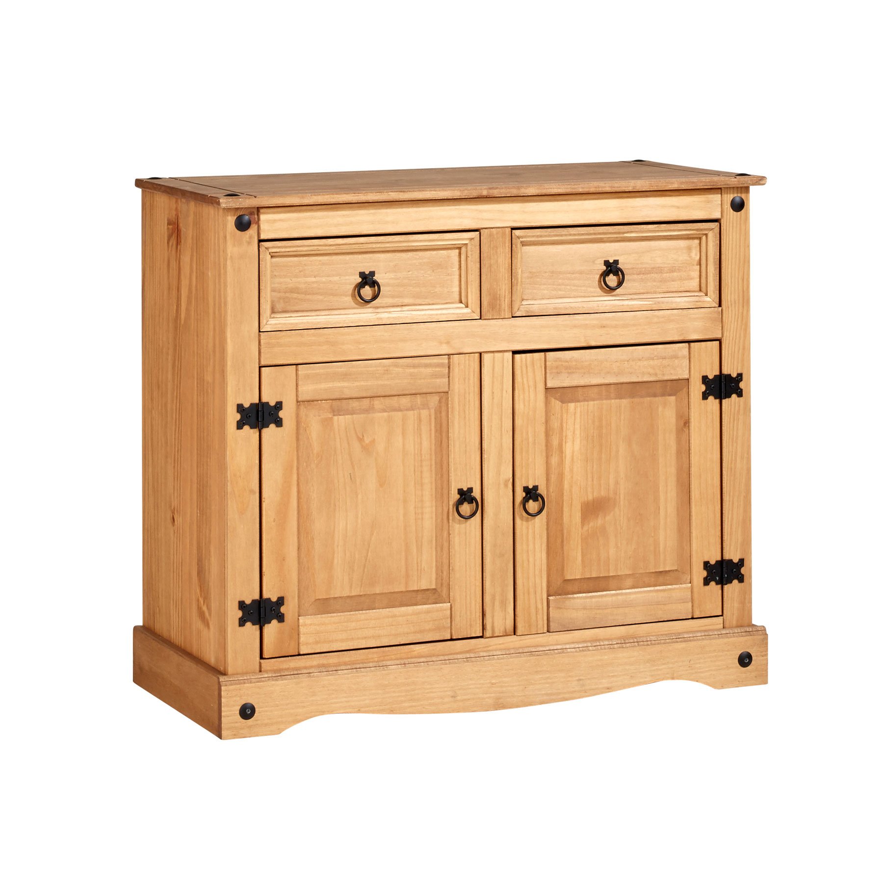 Home Source Corona Storage Cupboard Solid Pine 2 Drawer 2 Door Wooden Mexican Cabinet