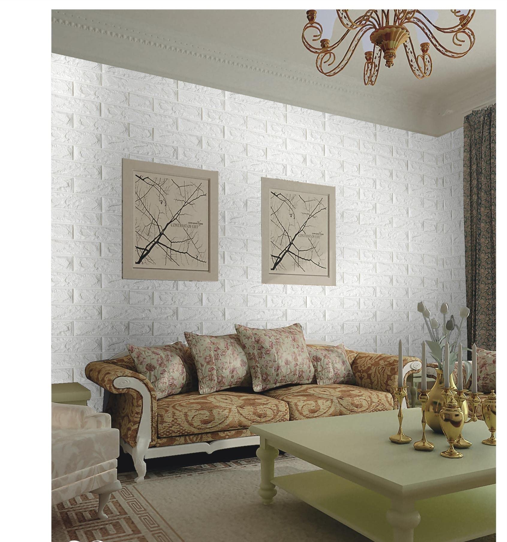 Arthome White Brick 3D Wall Panels Peel and Stick Wallpaper for Living