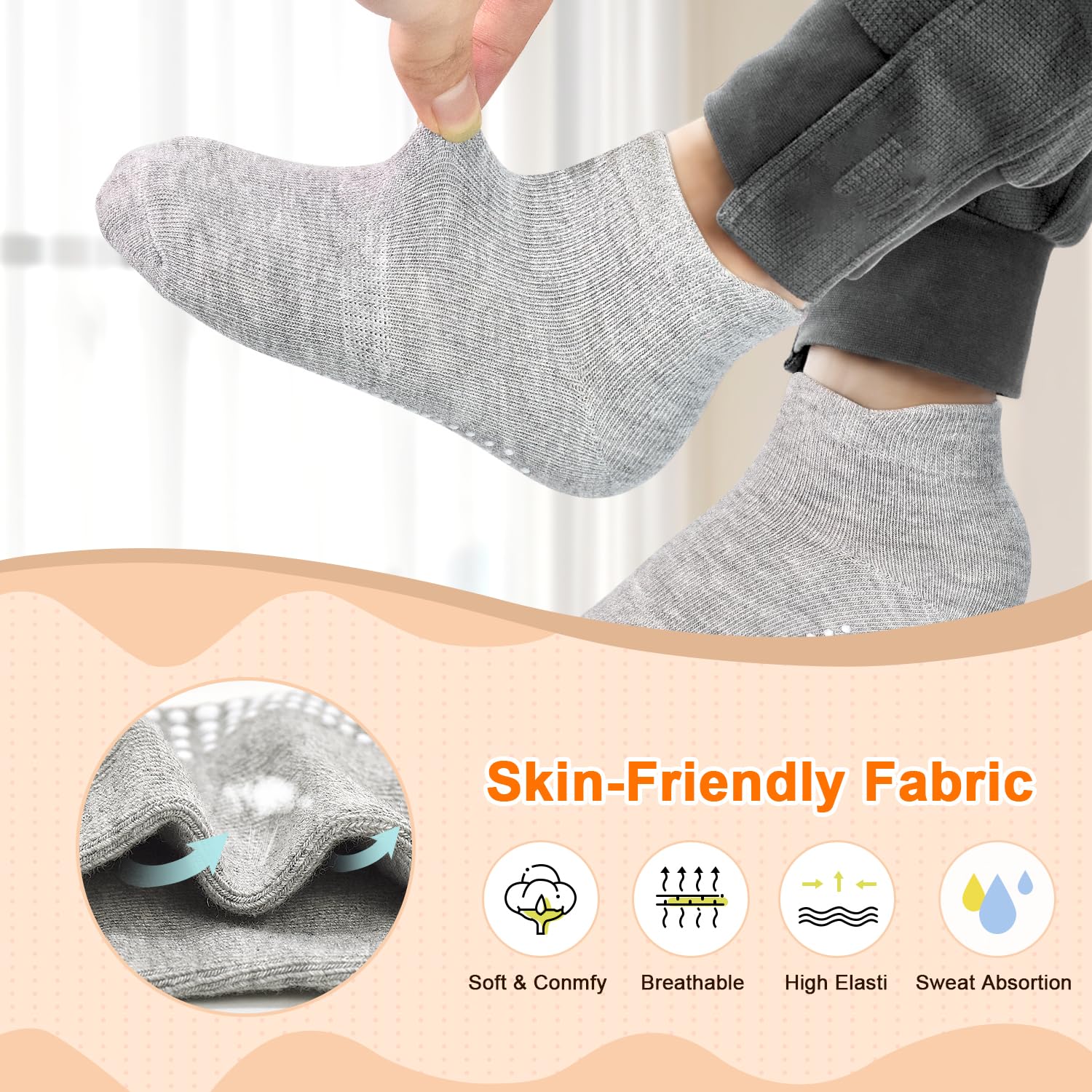 ELUTONG Non Slip Toddler Socks 12 Pairs Ankle Socks with Grips for 0-1 Year Toddlers Baby Infant Kids Girls Boys