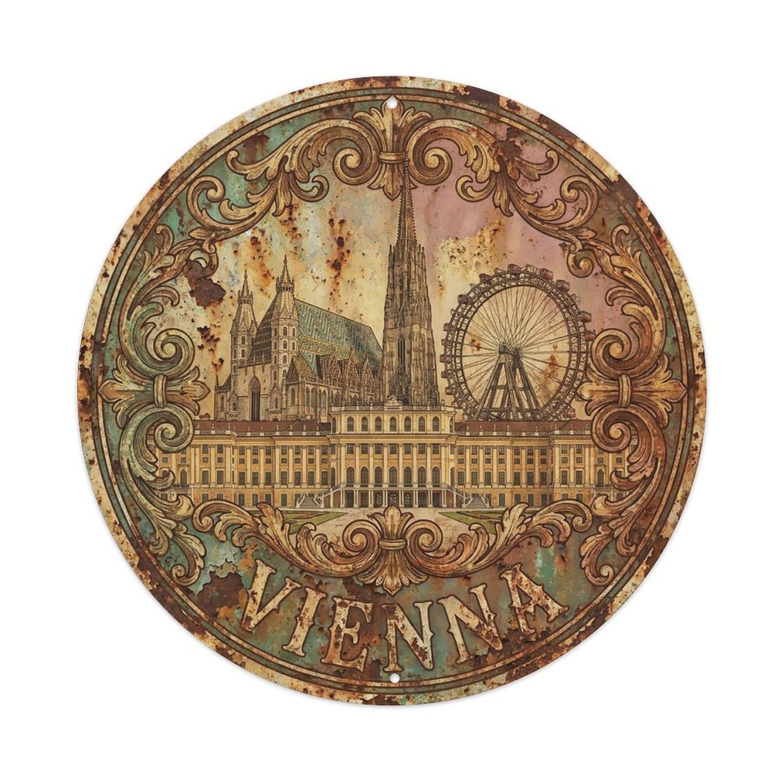 Vintage Travel Austria Vienna Metal Tin Sign