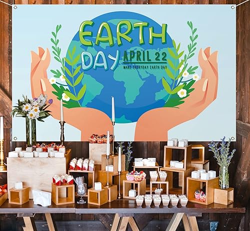 Miniatura 4 de Nepnuser Telón de fondo para cabina de fotos del Día de la Tierra Feliz Día de la Tierra, decoración de pared temática de viaje, 22 de abril, Salvar